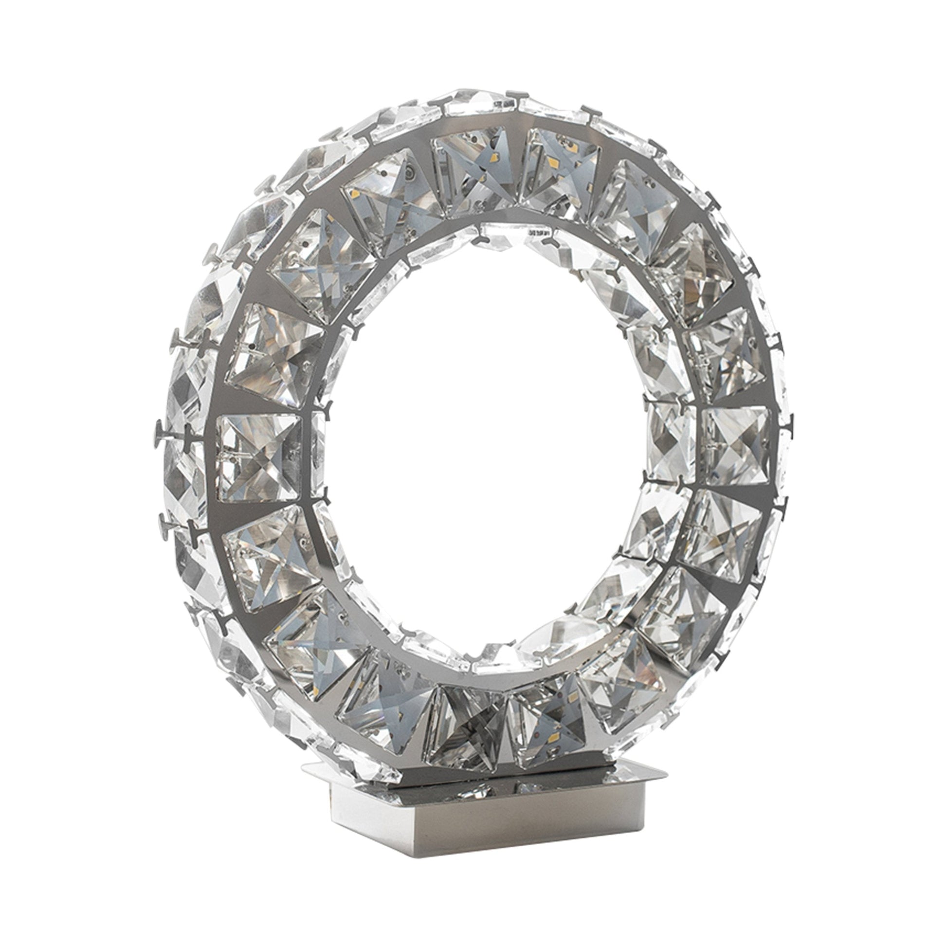 Finesse Decor Round Crystal Extravaganza 3" W x 11" H Chrome Finish 1-Light LED Strip Table Lamp With Touch Dimmer
