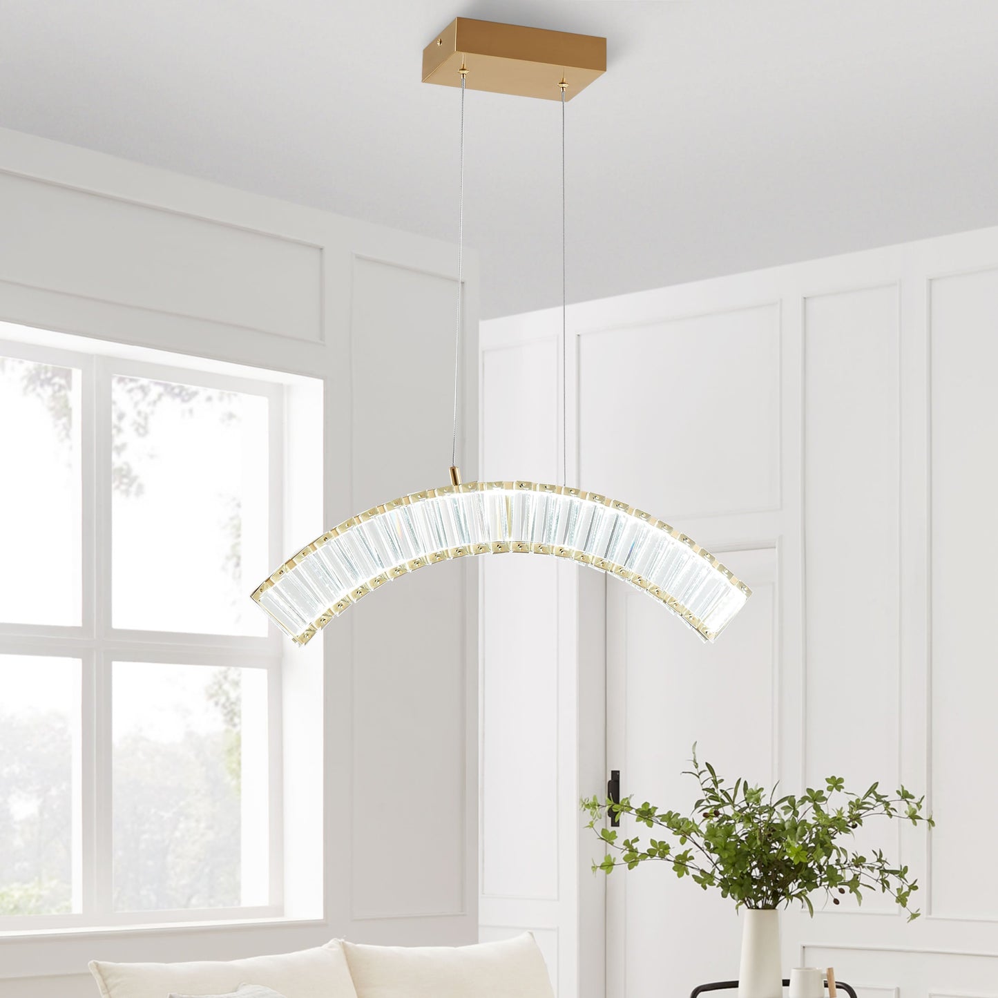Finesse Decor Sanford Brushed Gold Finish 1-Light LED Chandelier