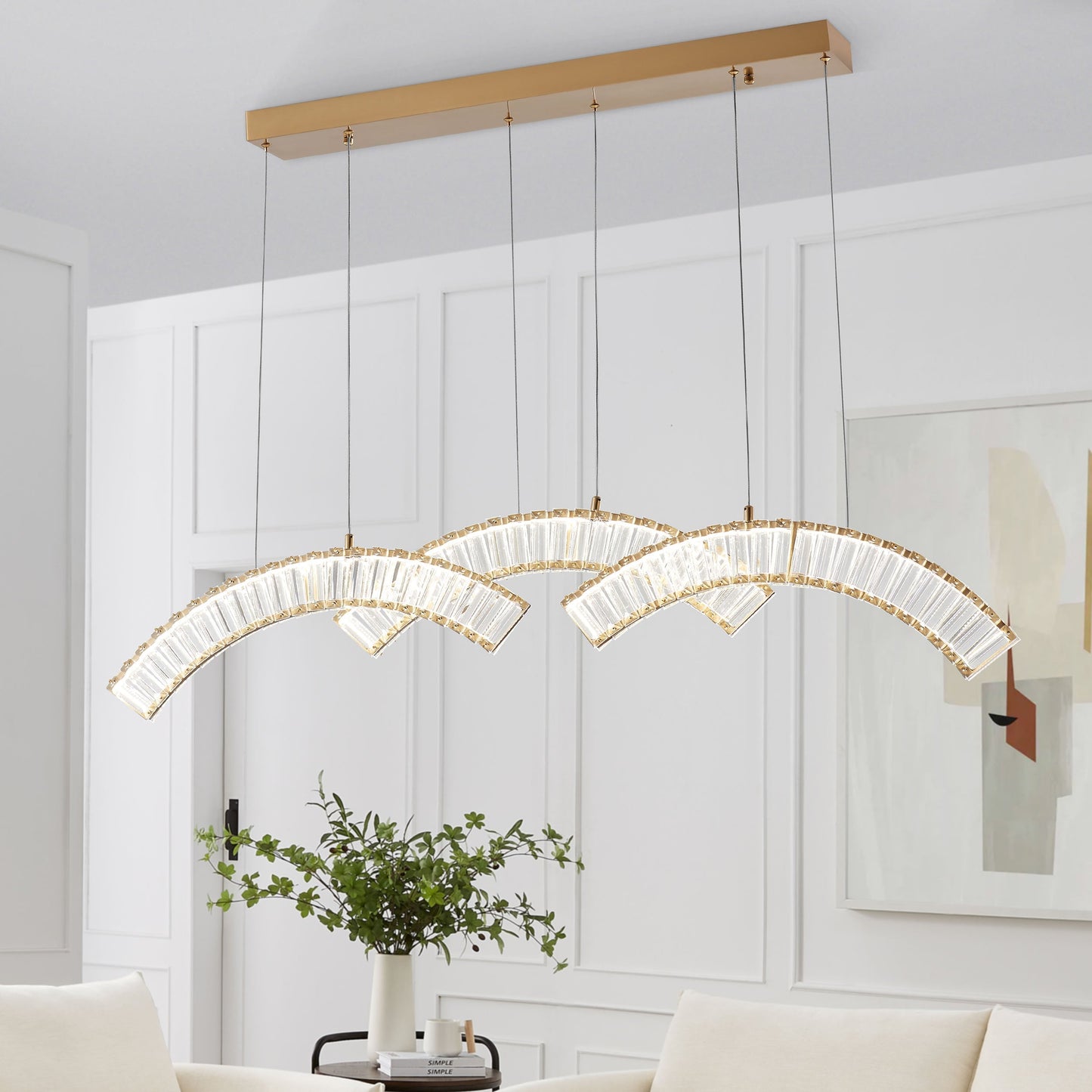 Finesse Decor Sanford Brushed Gold Finish 3-Light Chandelier