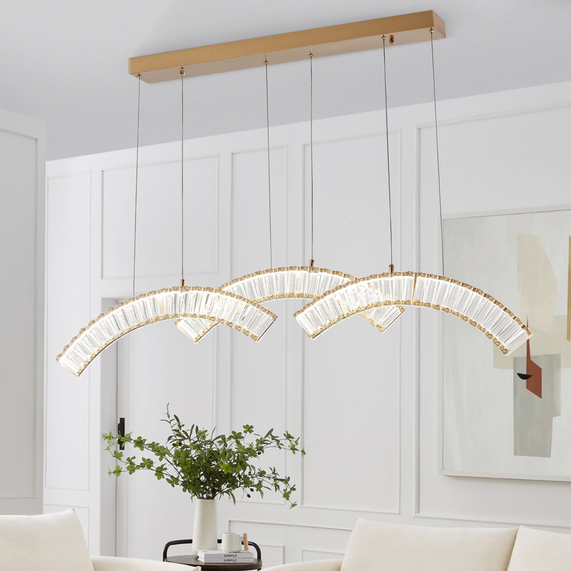 Finesse Decor Sanford Brushed Gold Finish 3-Light Chandelier