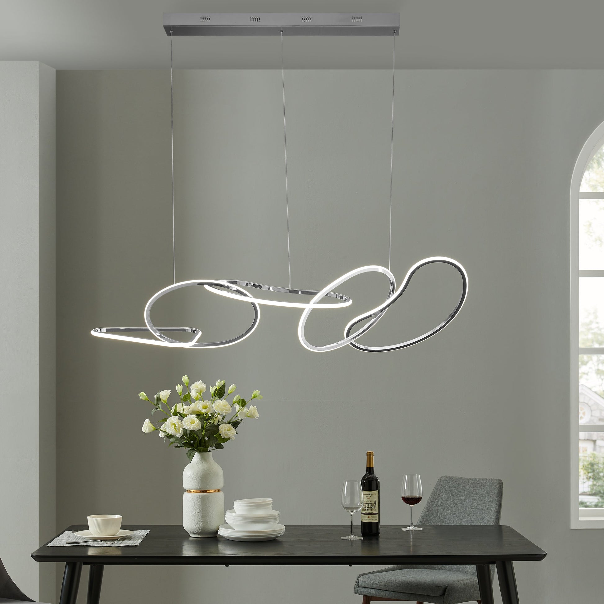 Finesse Decor Seoul 5" Chrome Finish 5-Light LED Chandelier