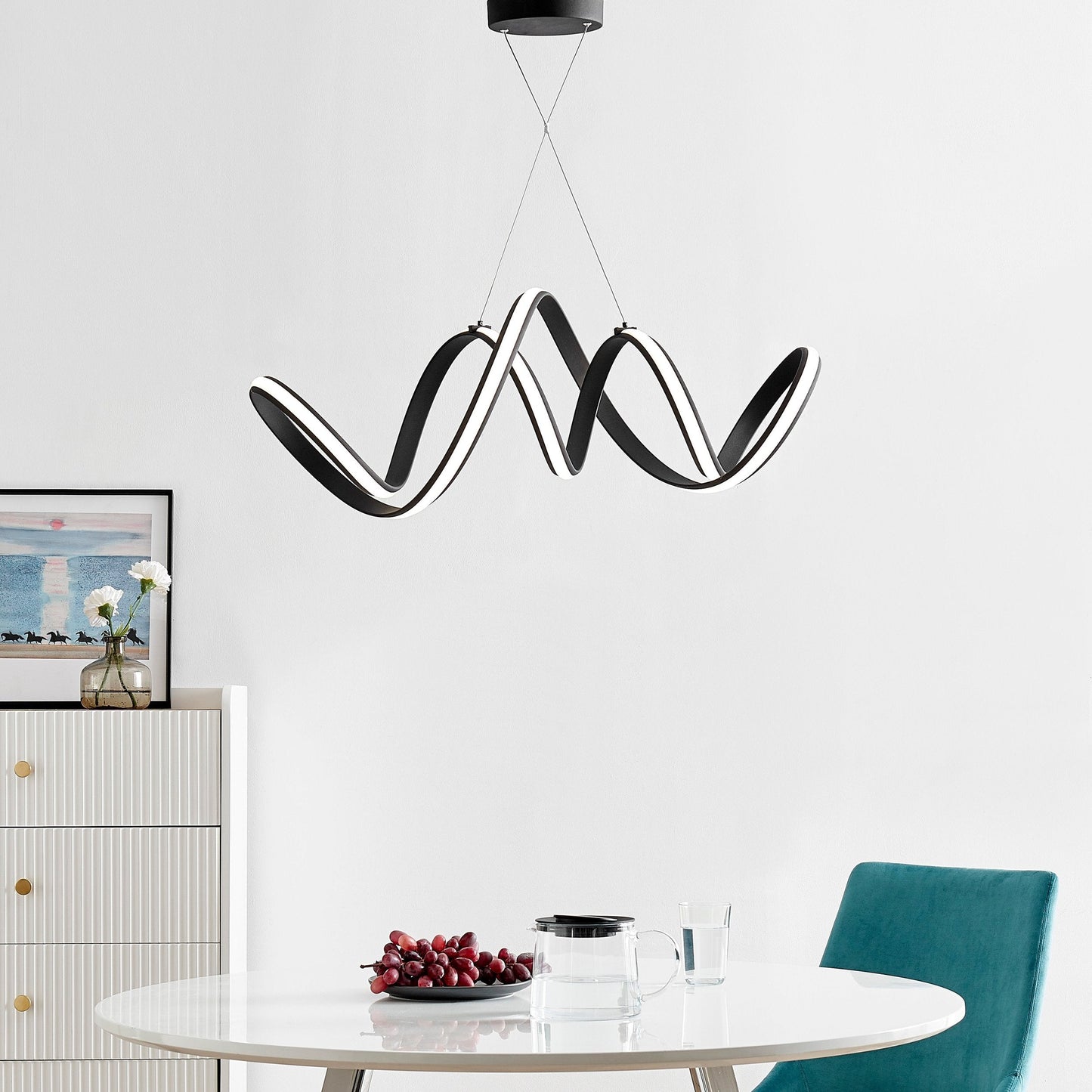 Finesse Decor Seville 12" Black Finish 1-Light LED Horizontal Chandelier
