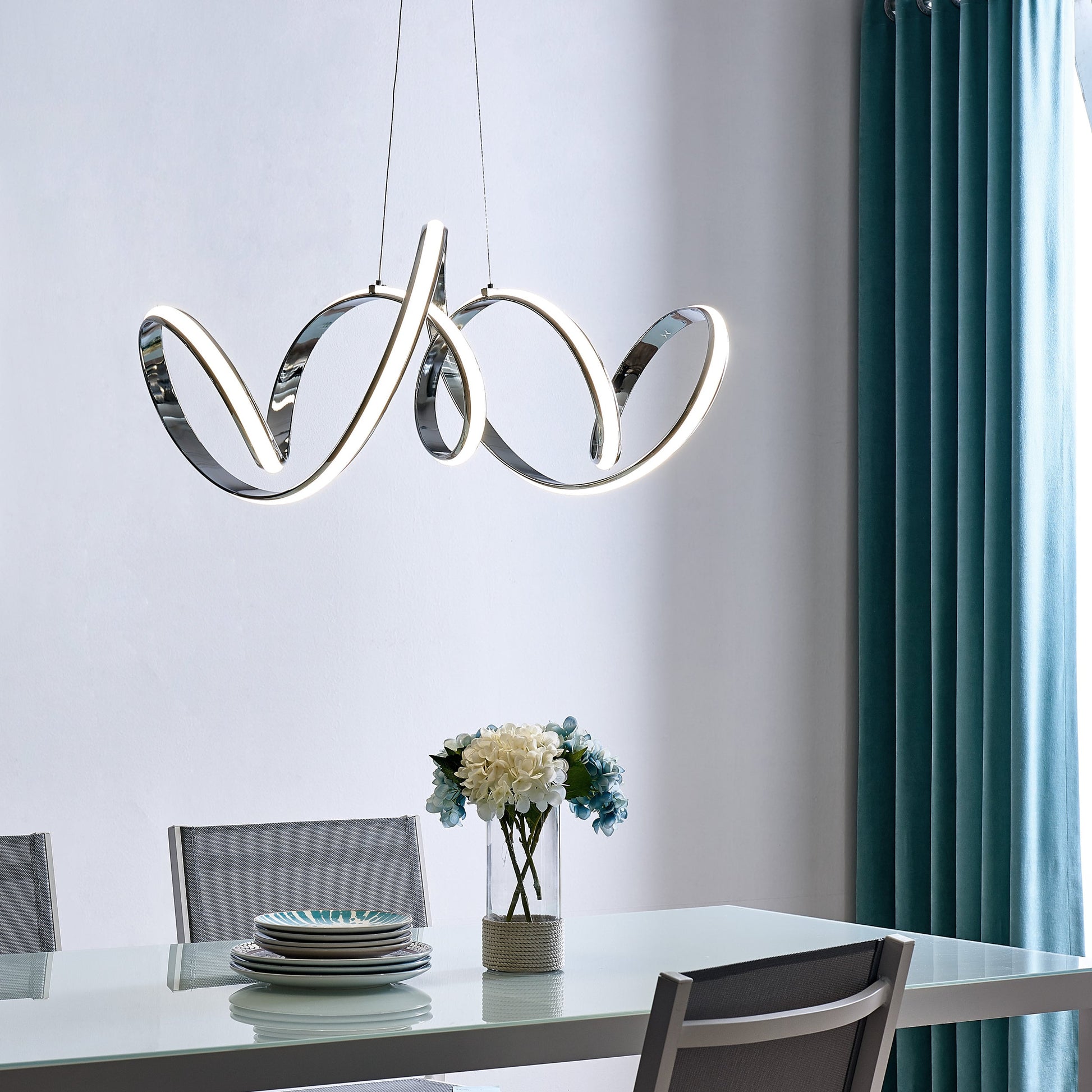 Finesse Decor Seville 12" W x 14" H Chrome 1-Light LED Chandelier