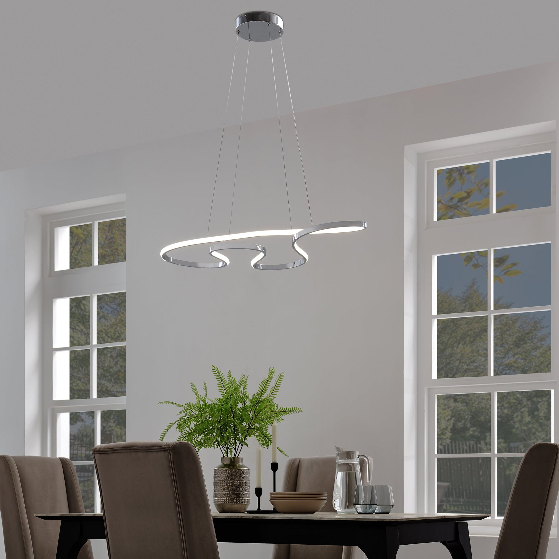 Finesse Decor Shanghai 19" Chrome 1-Light LED Chandelier