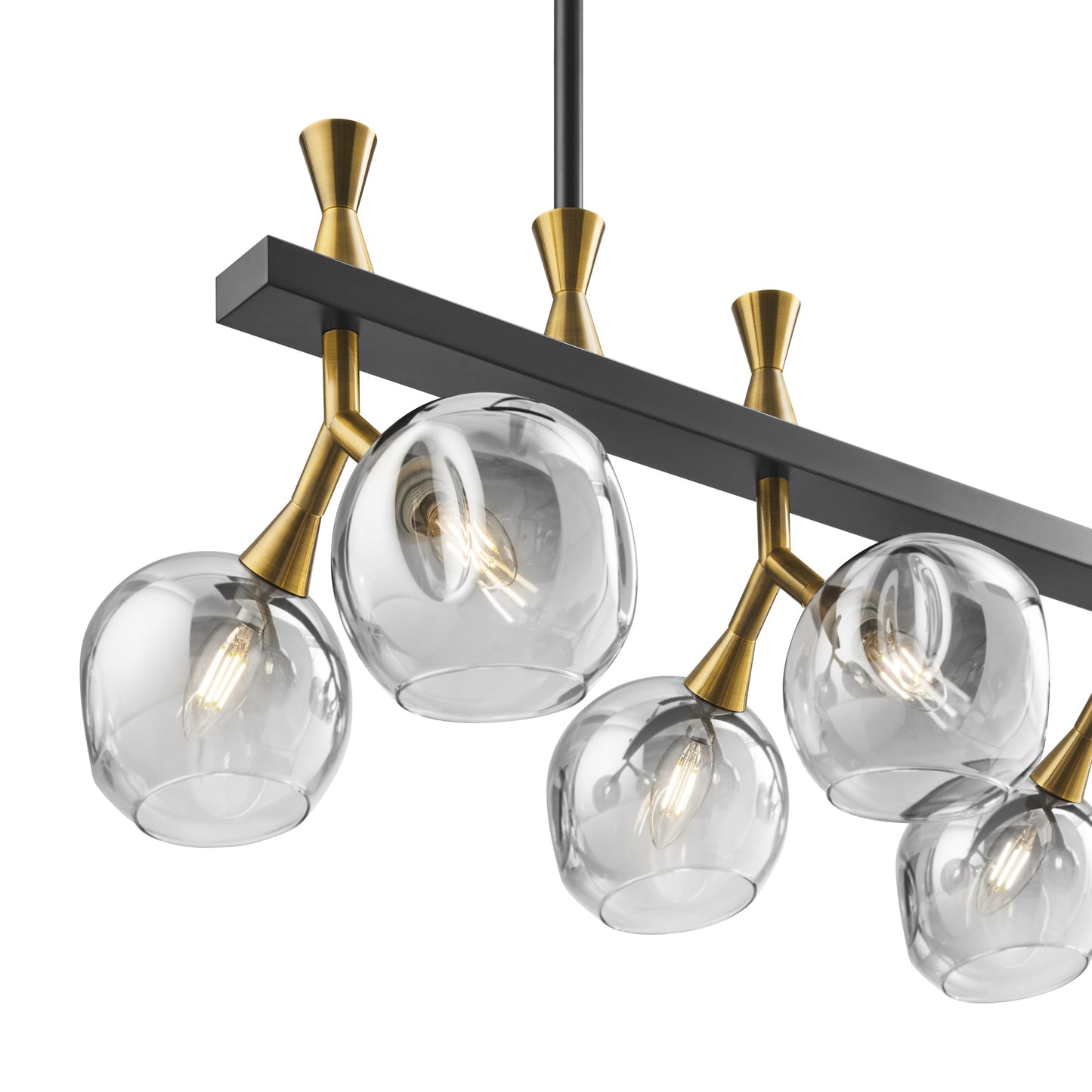 Finesse Decor Sonder 10" Black and Gold Finish 8-Light LED Linear Chandelier