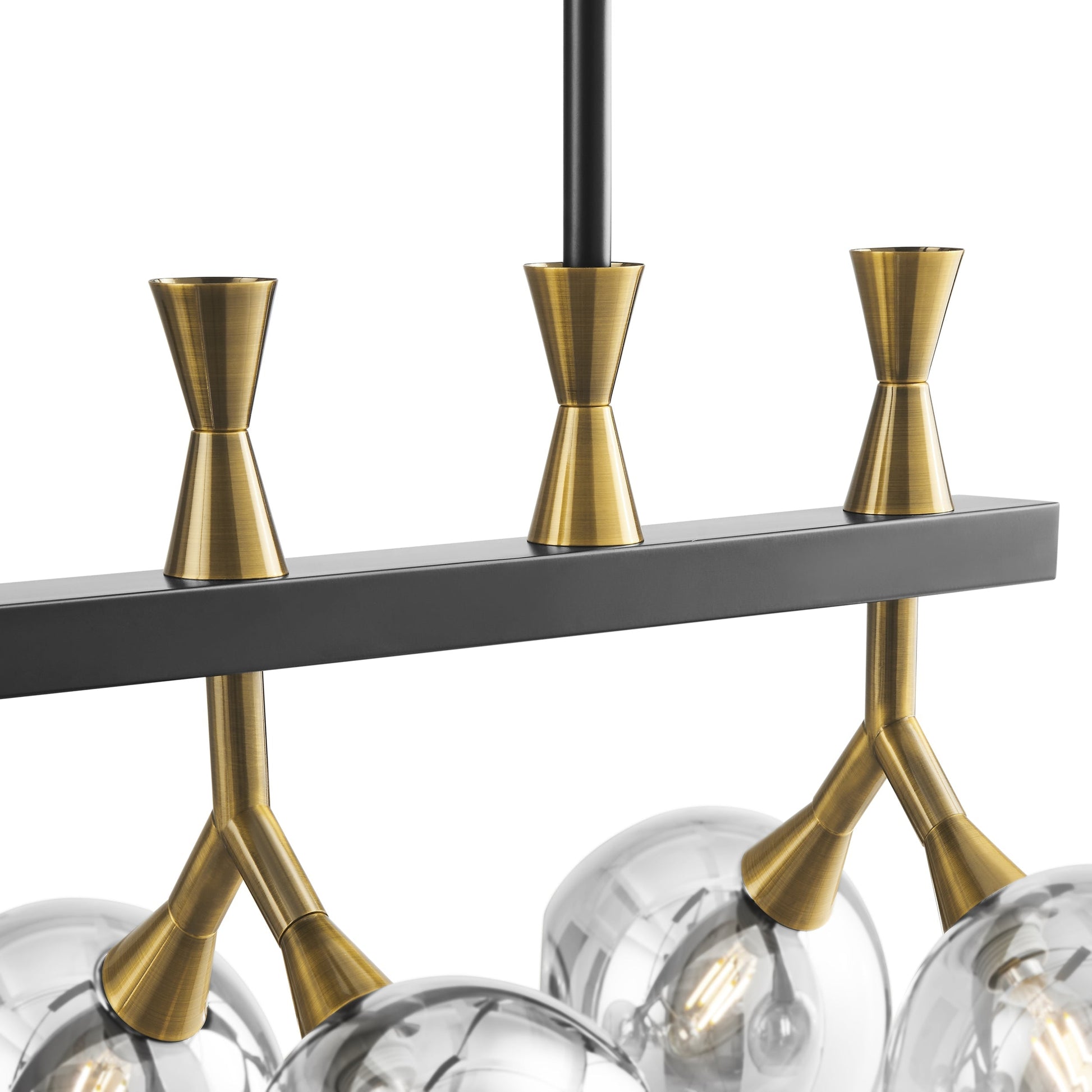 Finesse Decor Sonder 10" Black and Gold Finish 8-Light LED Linear Chandelier