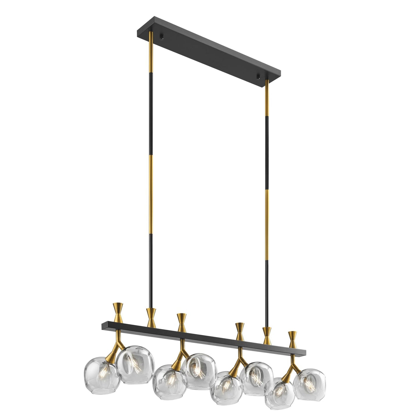Finesse Decor Sonder 10" Black and Gold Finish 8-Light LED Linear Chandelier