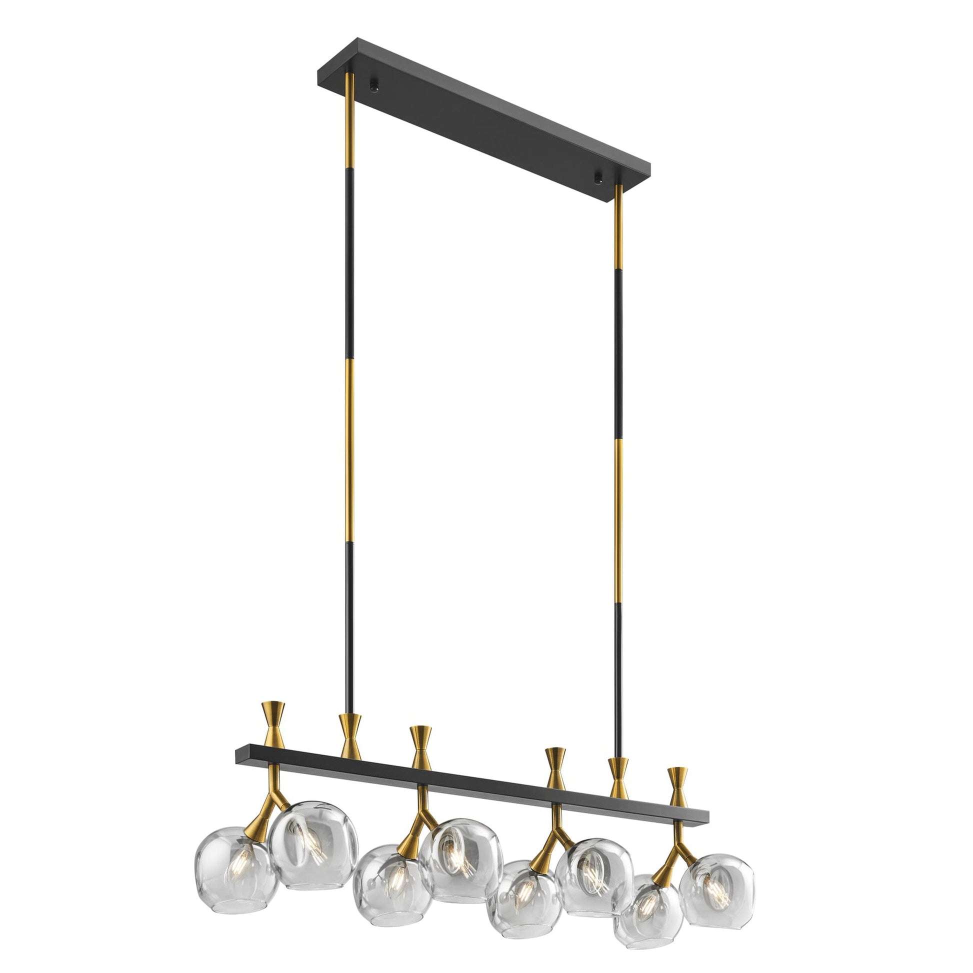Finesse Decor Sonder 10" Black and Gold Finish 8-Light LED Linear Chandelier