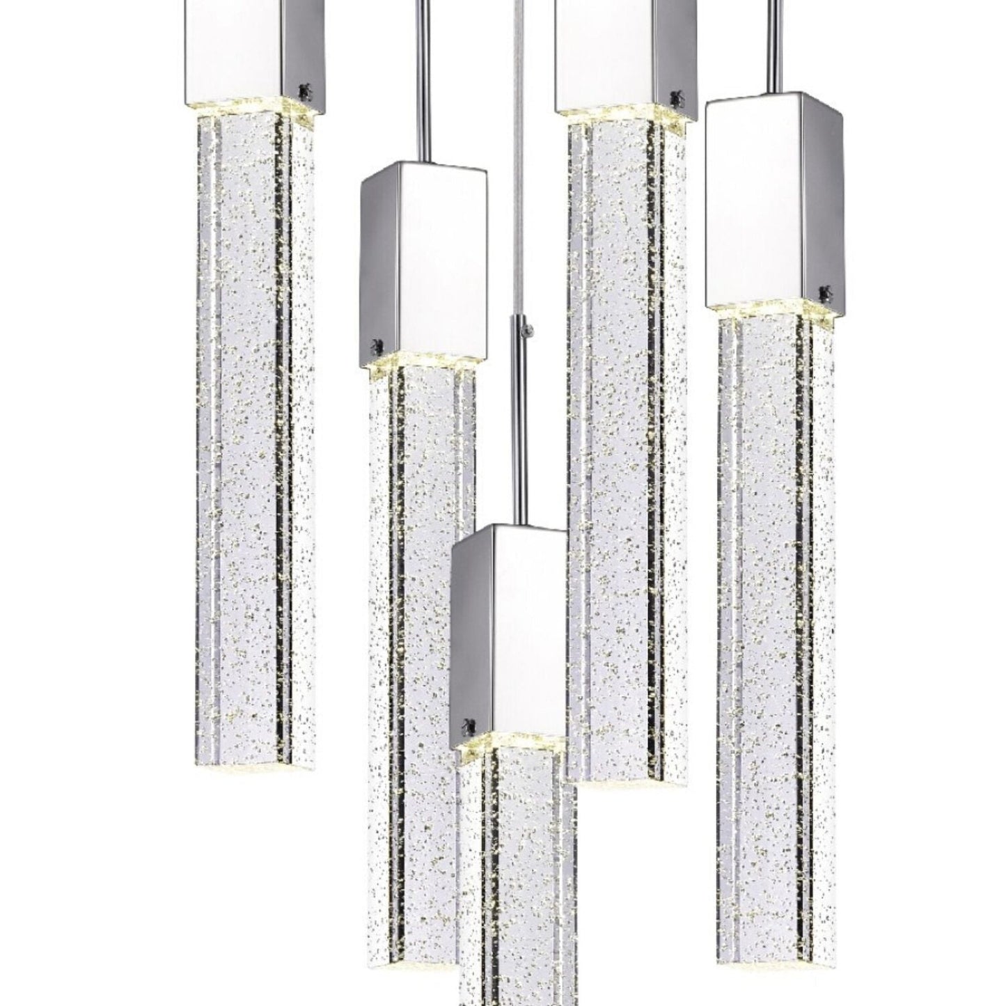 Finesse Decor Sparkling Night 12" W x 21" H Chrome Aluminum Crystal 5-Light LED Chandelier