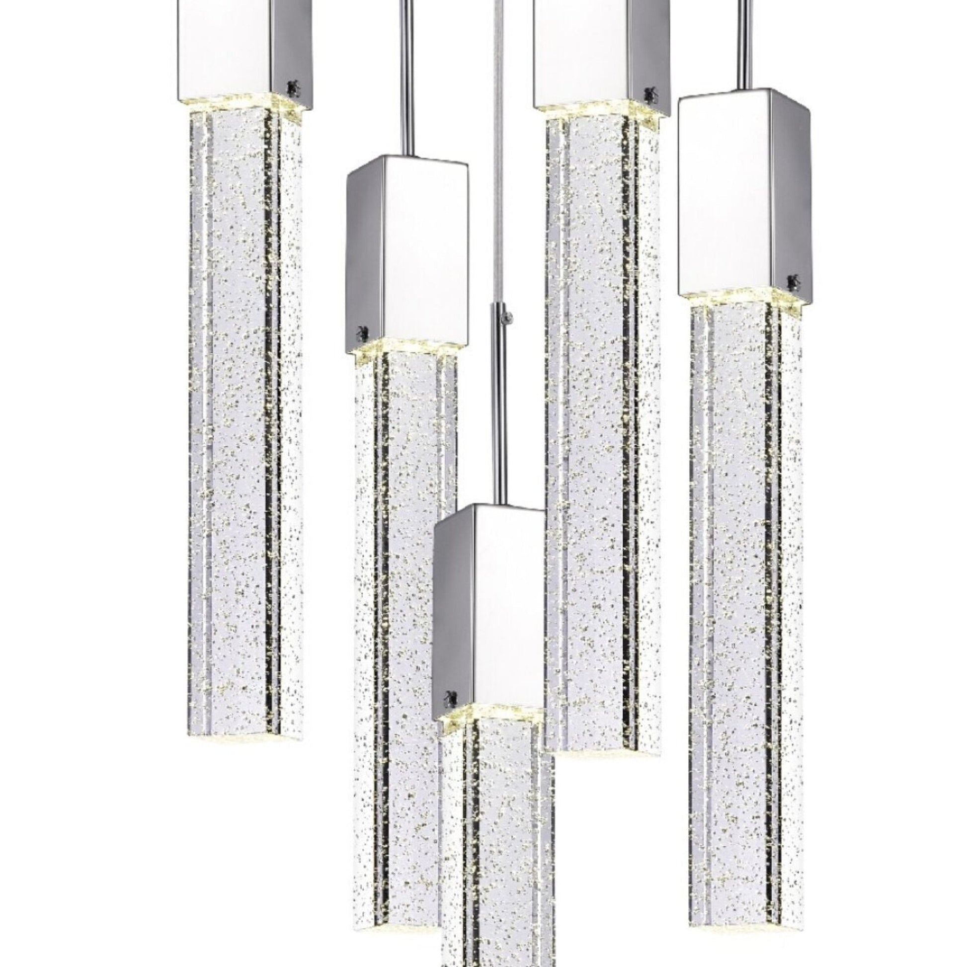 Finesse Decor Sparkling Night 12" W x 21" H Chrome Aluminum Crystal 5-Light LED Chandelier