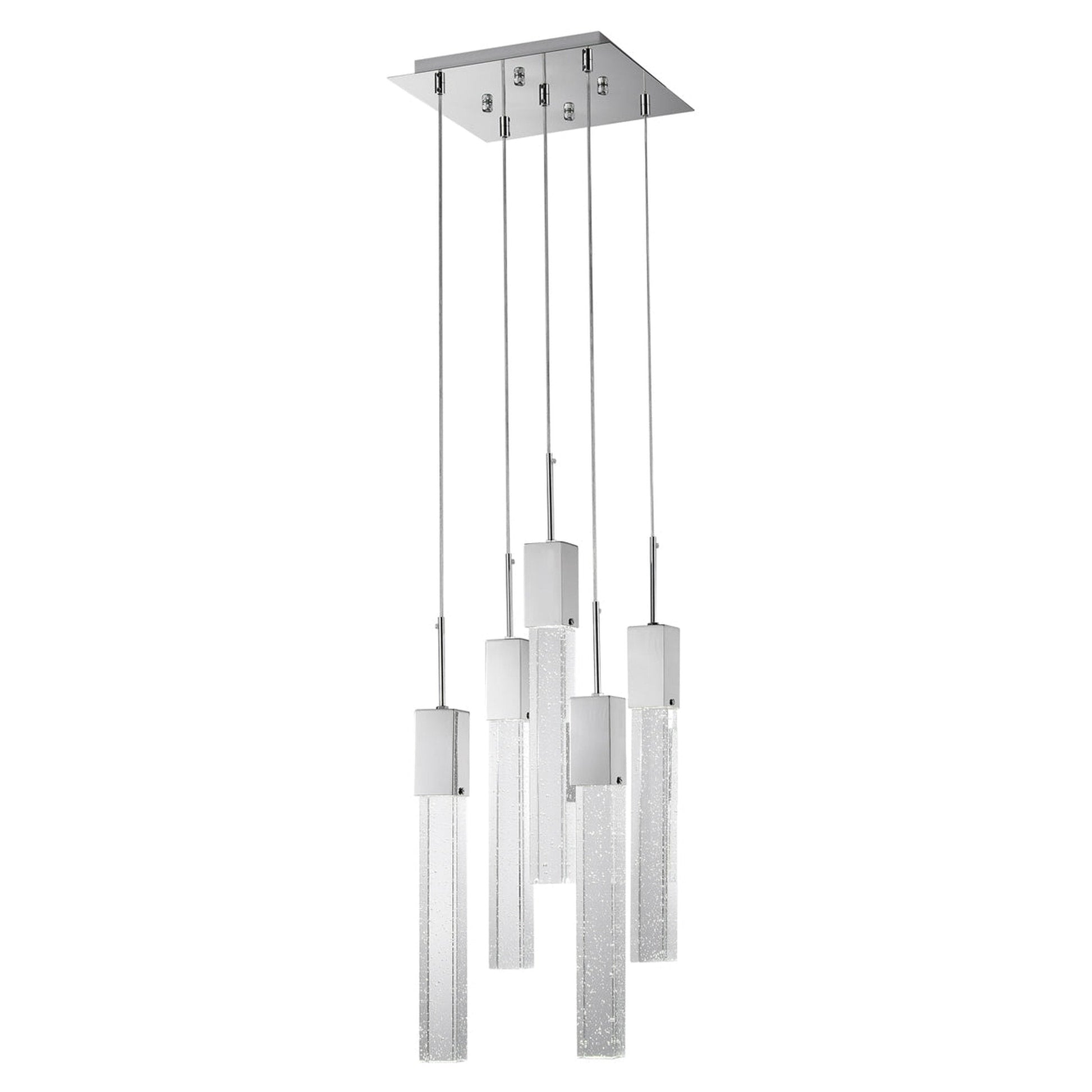 Finesse Decor Sparkling Night 12" W x 21" H Chrome Aluminum Crystal 5-Light LED Chandelier