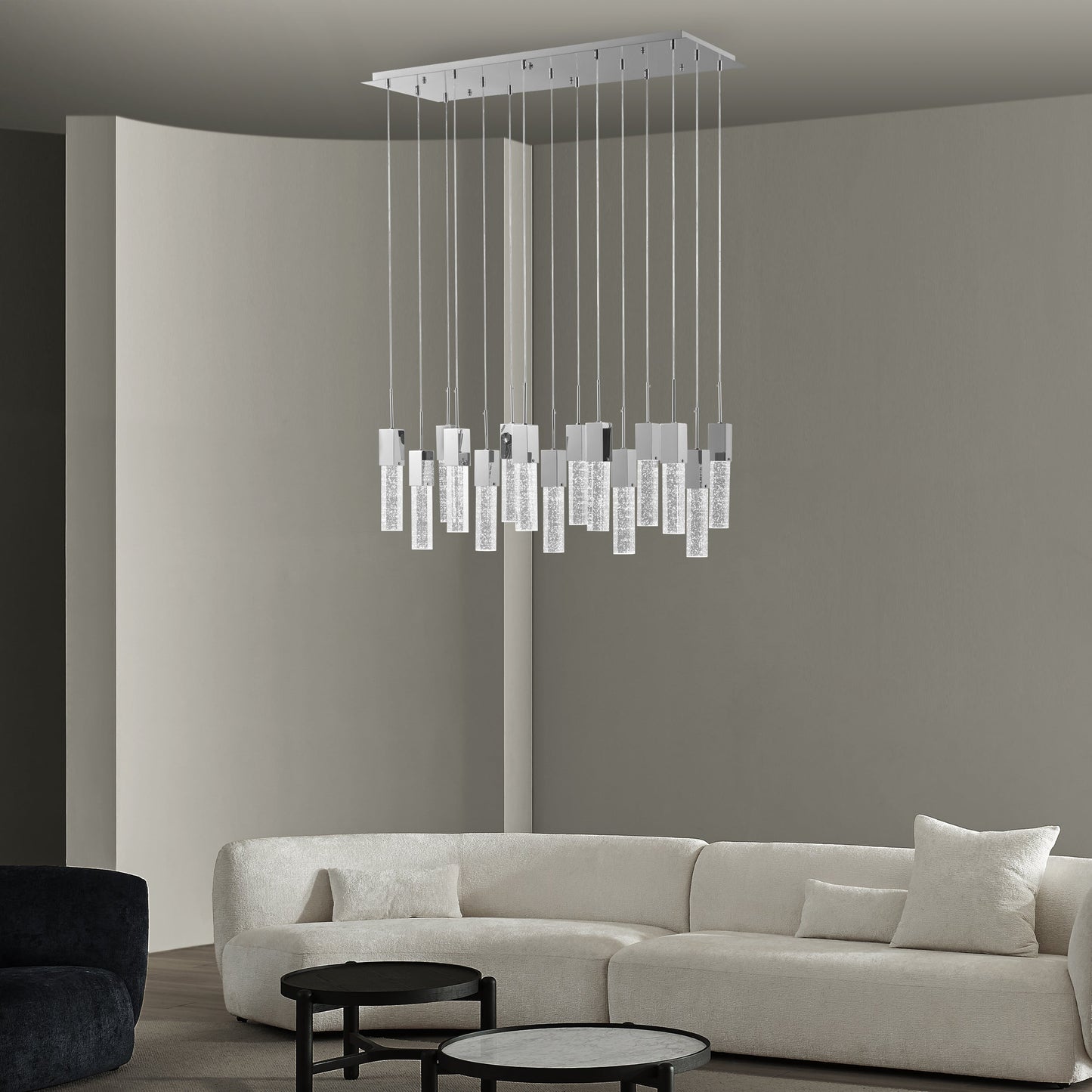 Finesse Decor Sparkling Night 16" W x 21" H Chrome Aluminum Crystal 15-Light LED Chandelier