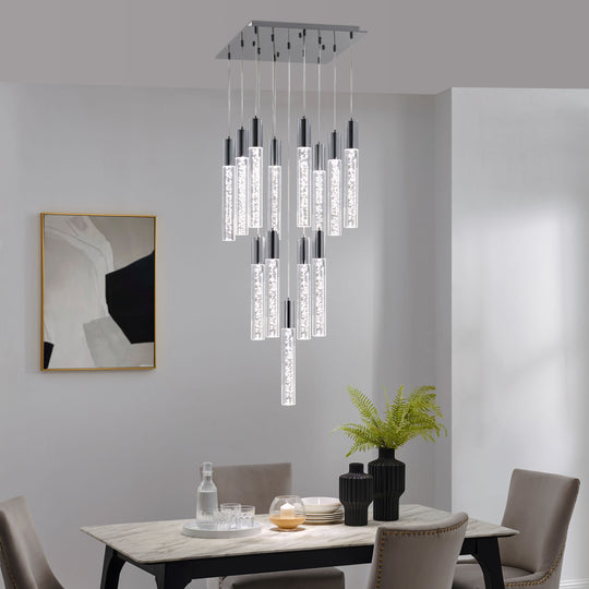 Finesse Decor Sparkling Night 20" Chrome Finish 13-Light LED Chandelier