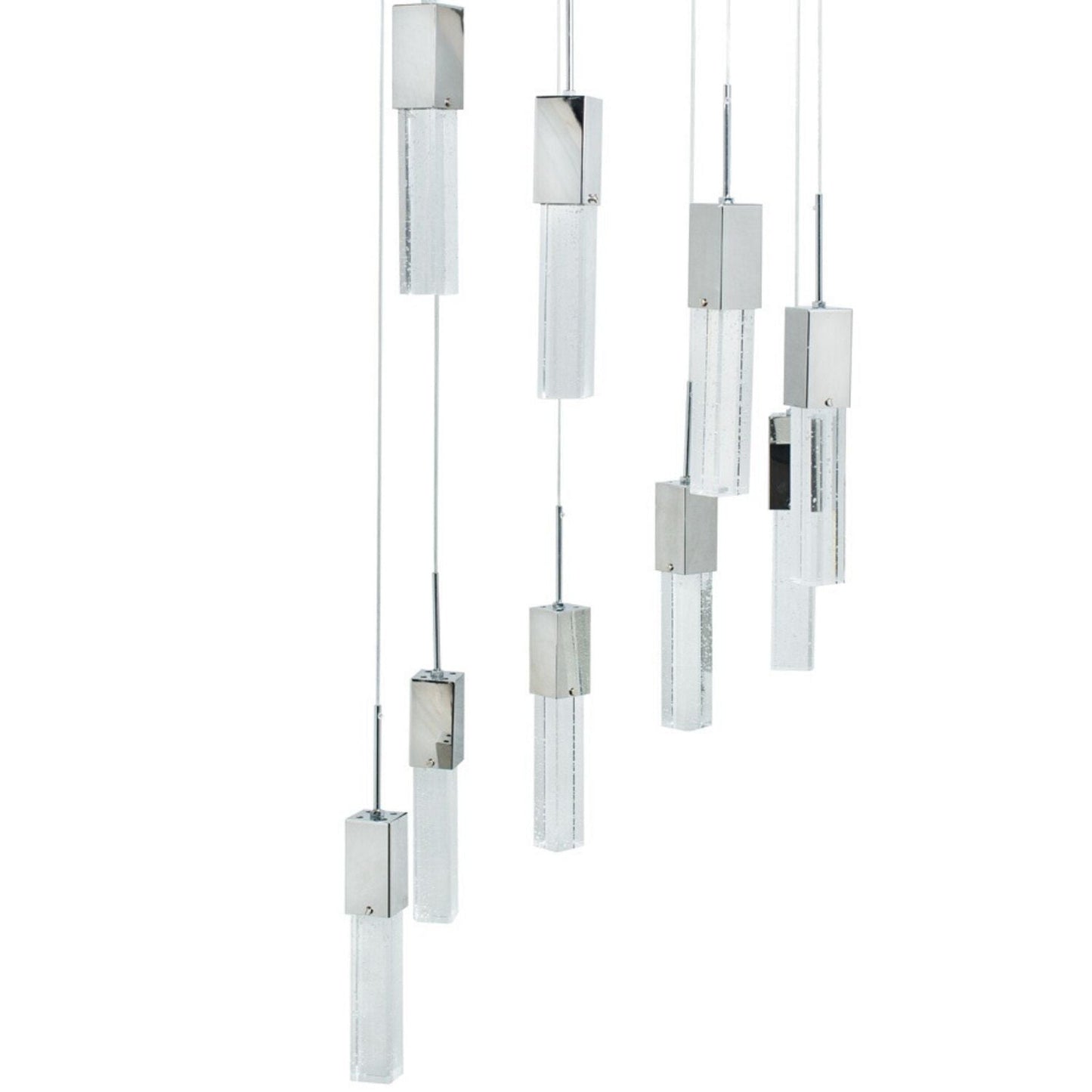 Finesse Decor Sparkling Night 21" Chrome Finish 9-Light LED Spiral Chandelier
