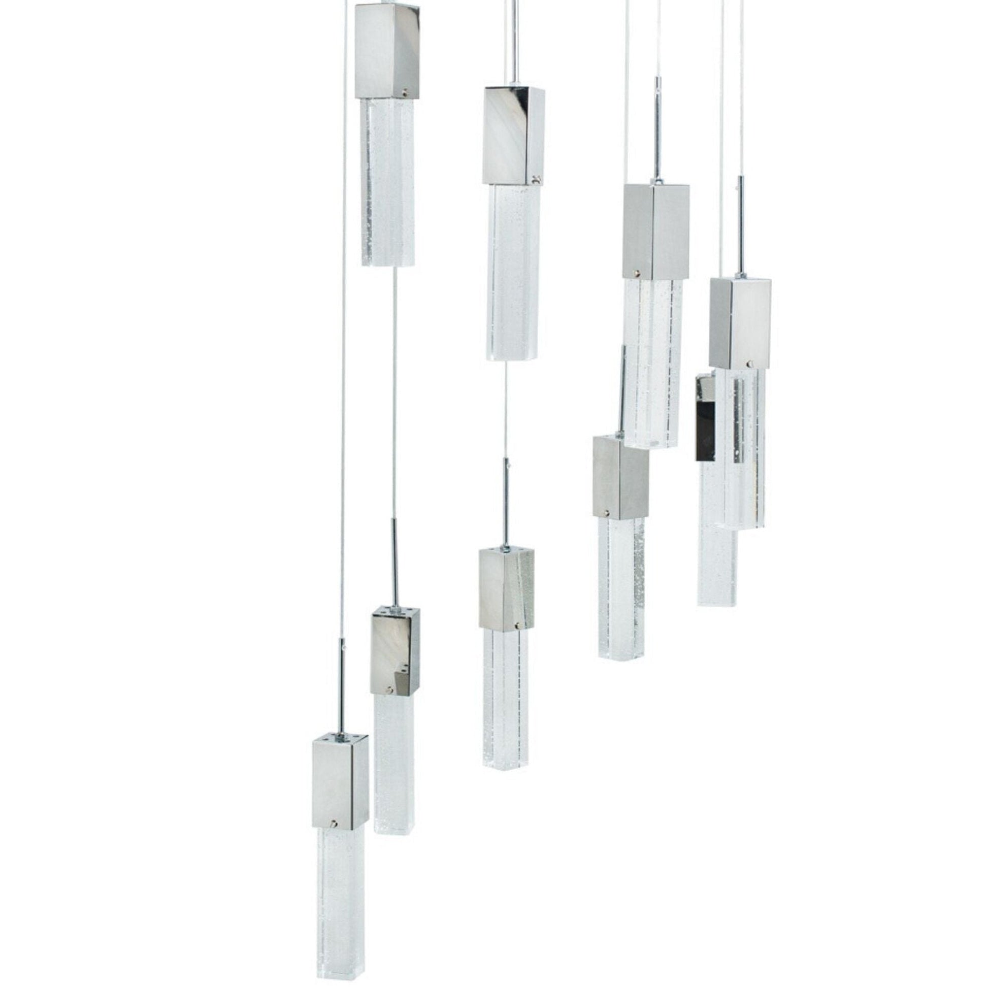 Finesse Decor Sparkling Night 21" Chrome Finish 9-Light LED Spiral Chandelier