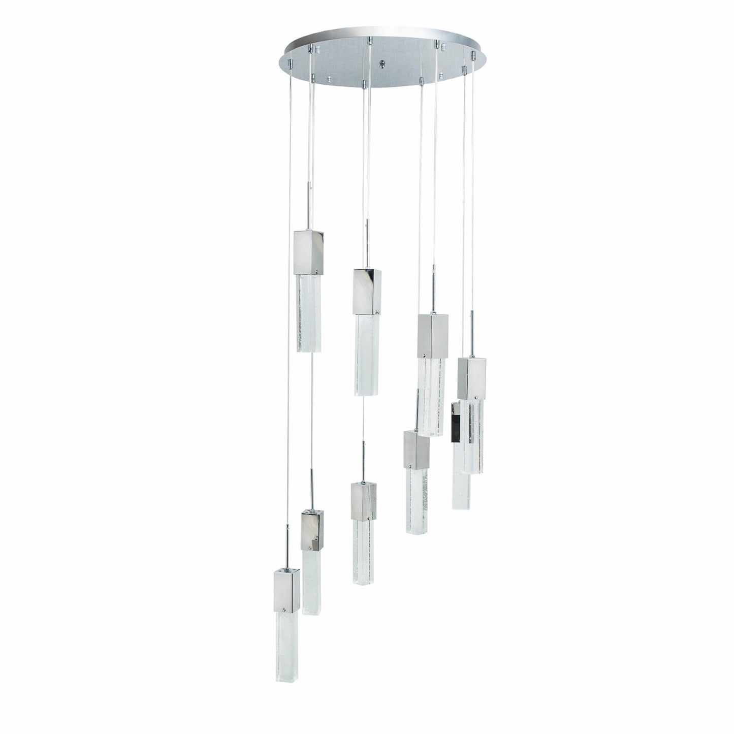 Finesse Decor Sparkling Night 21" Chrome Finish 9-Light LED Spiral Chandelier
