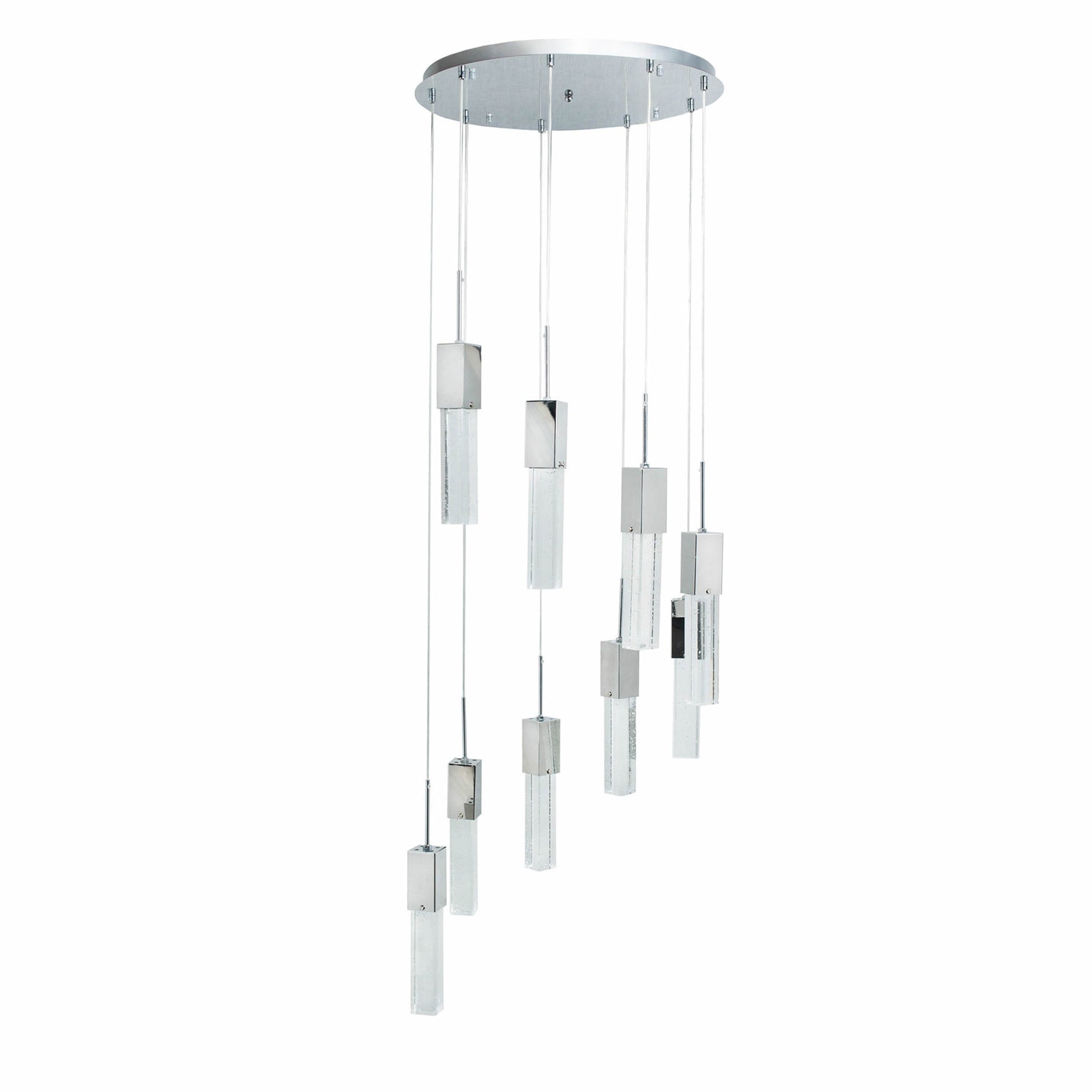 Finesse Decor Sparkling Night 21" Chrome Finish 9-Light LED Spiral Chandelier