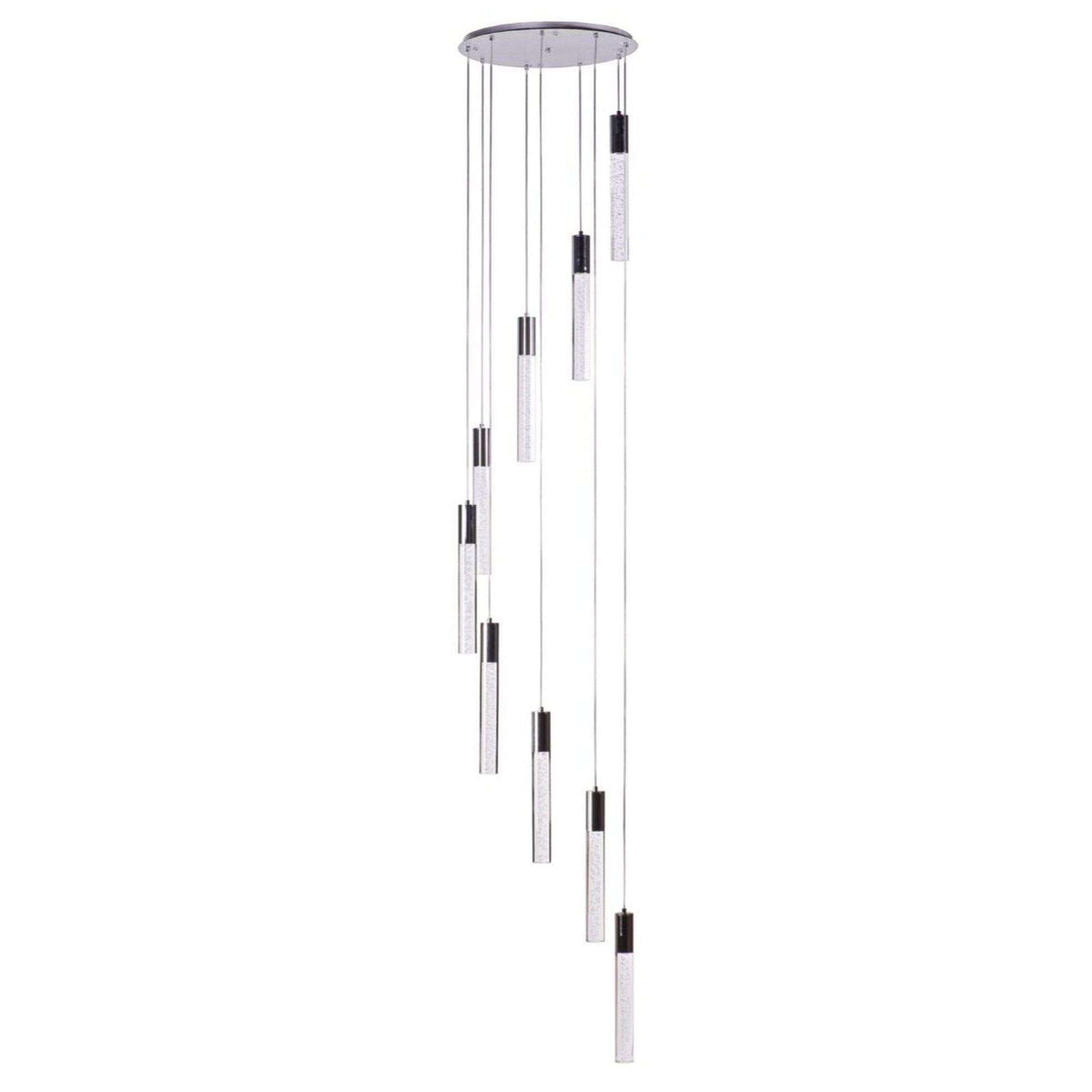 Finesse Decor Sparkling Night 22" Chrome Finish 9-Light Chandelier