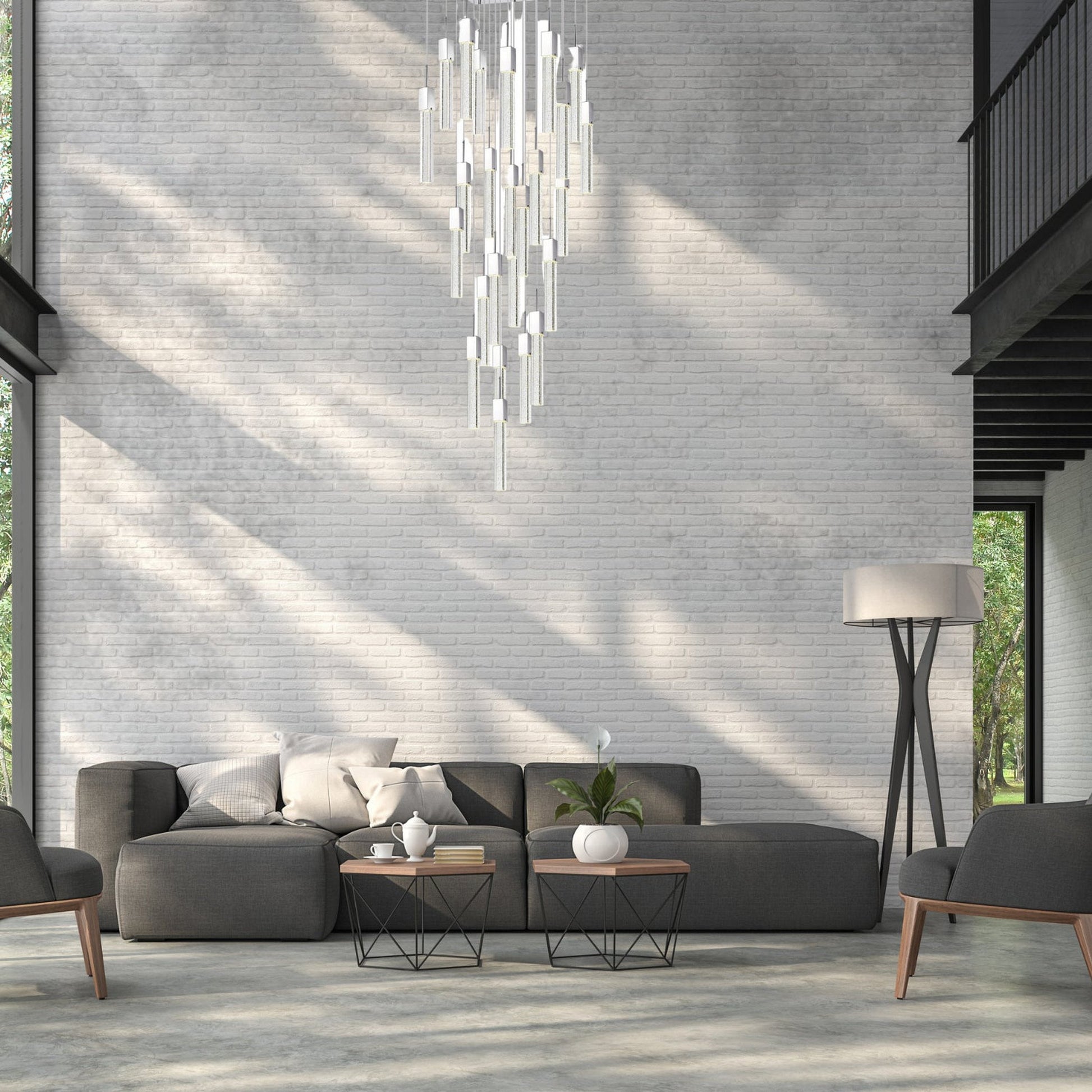 Finesse Decor Sparkling Night 28" W x 17" H Chrome Finish 25-Light LED Chandelier