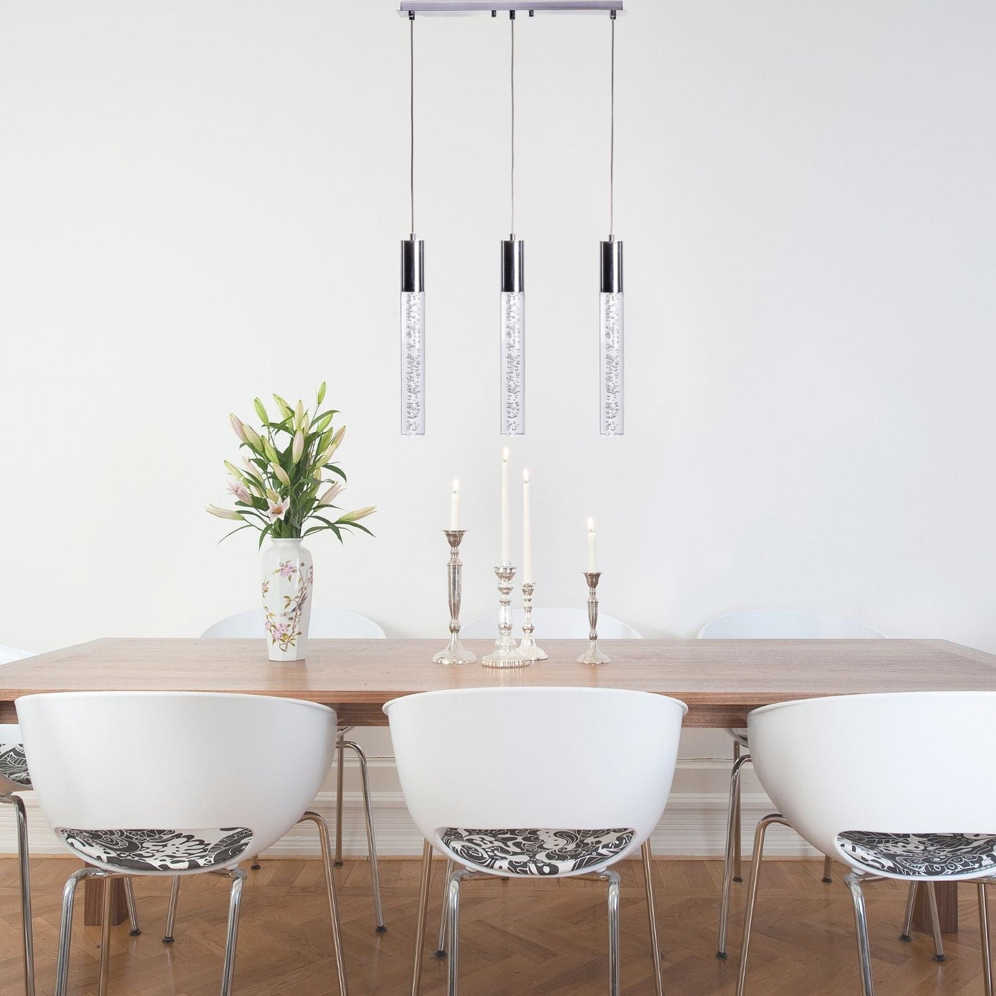 Finesse Decor Sparkling Night 5" Chrome Finish 3-Light LED Chandelier