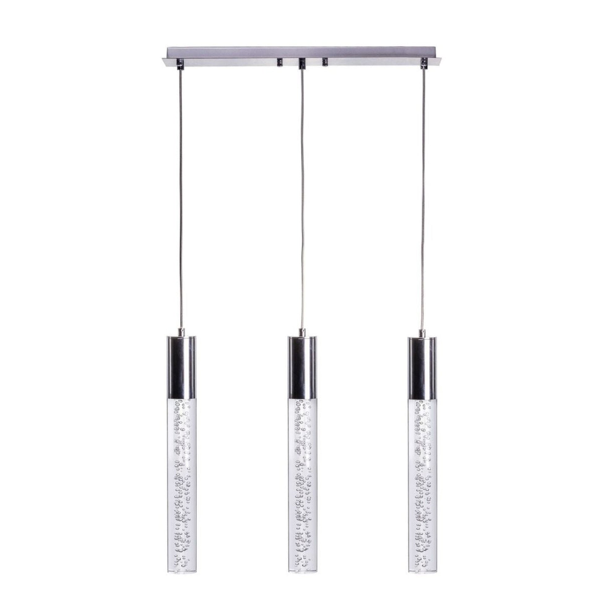 Finesse Decor Sparkling Night 5" Chrome Finish 3-Light LED Chandelier