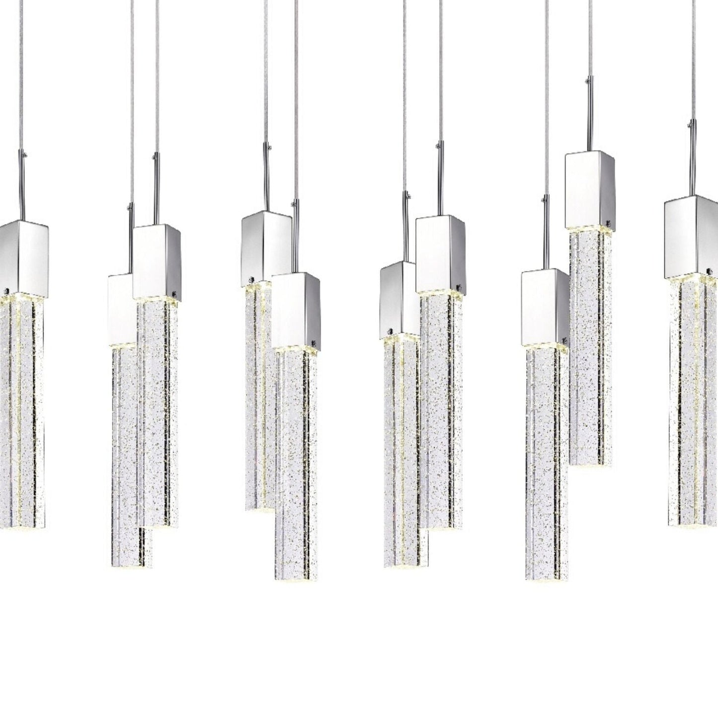 Finesse Decor Sparkling Night 8" W x 17" H Chrome Aluminum Crystal 10-Light LED Chandelier