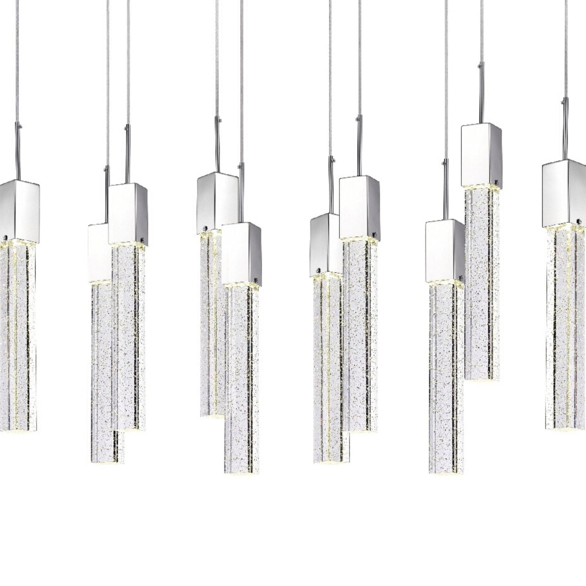 Finesse Decor Sparkling Night 8" W x 17" H Chrome Aluminum Crystal 10-Light LED Chandelier