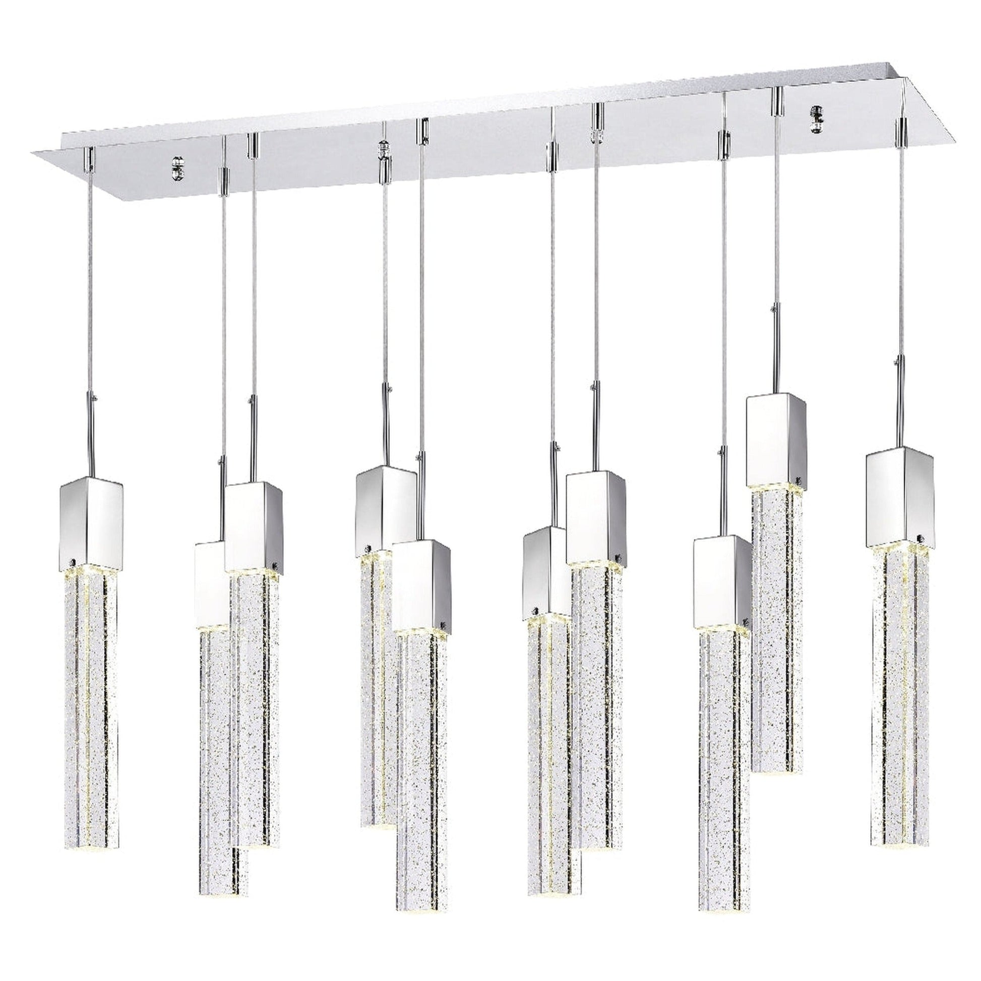 Finesse Decor Sparkling Night 8" W x 17" H Chrome Aluminum Crystal 10-Light LED Chandelier