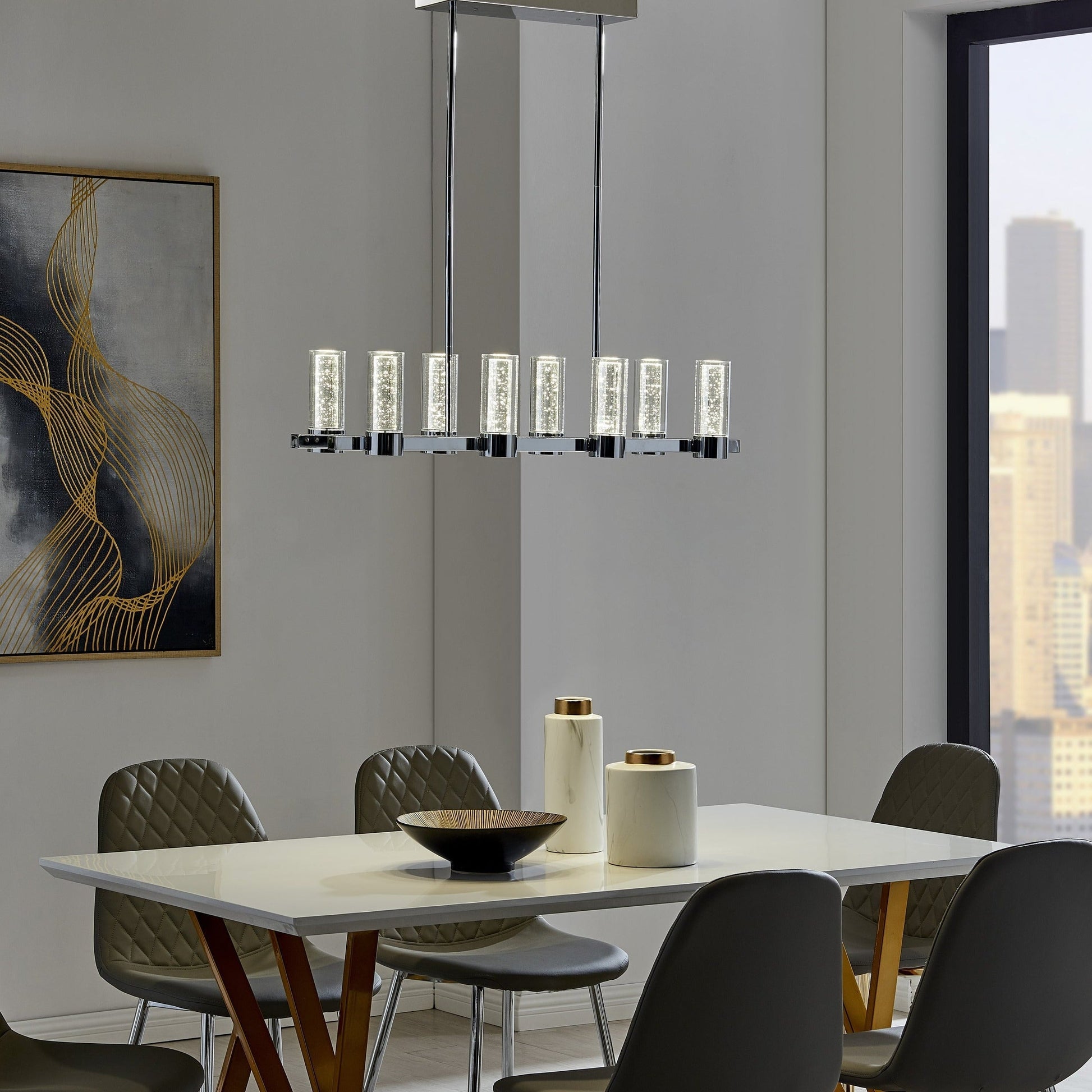 Finesse Decor Sparkling Night 9" Chrome Finish 8-Light LED Chandelier