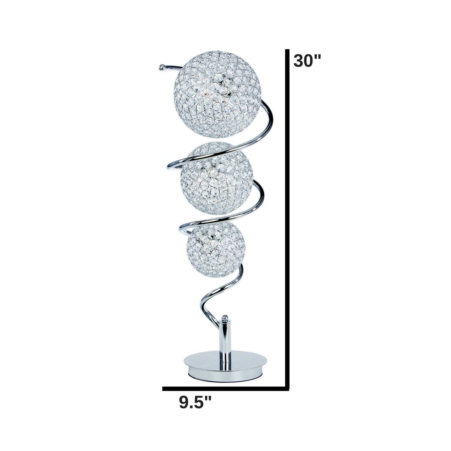 Finesse Decor Sphere 10" W x 30" H Chrome Finish 3-Light Table Lamp