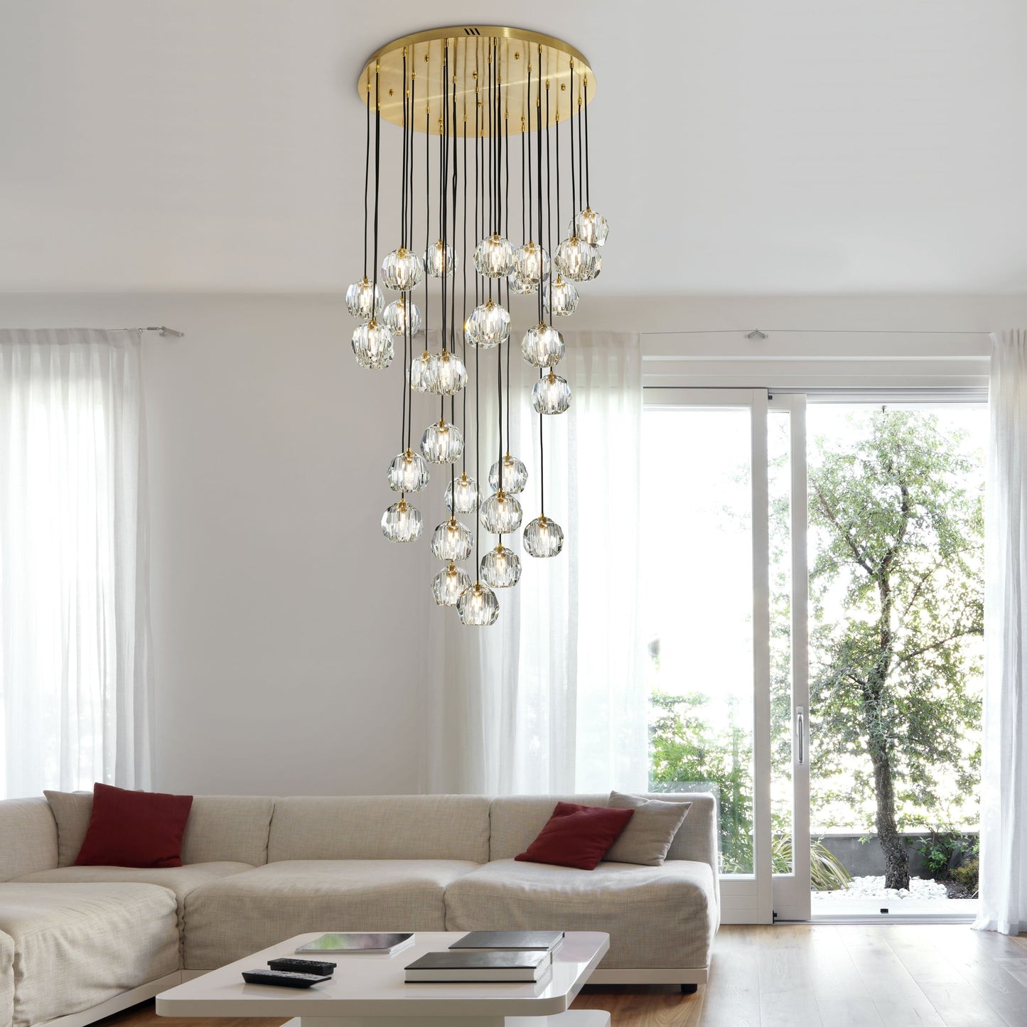 Finesse Decor Strayhorn 30" Gold Finish 30-Light Chandelier