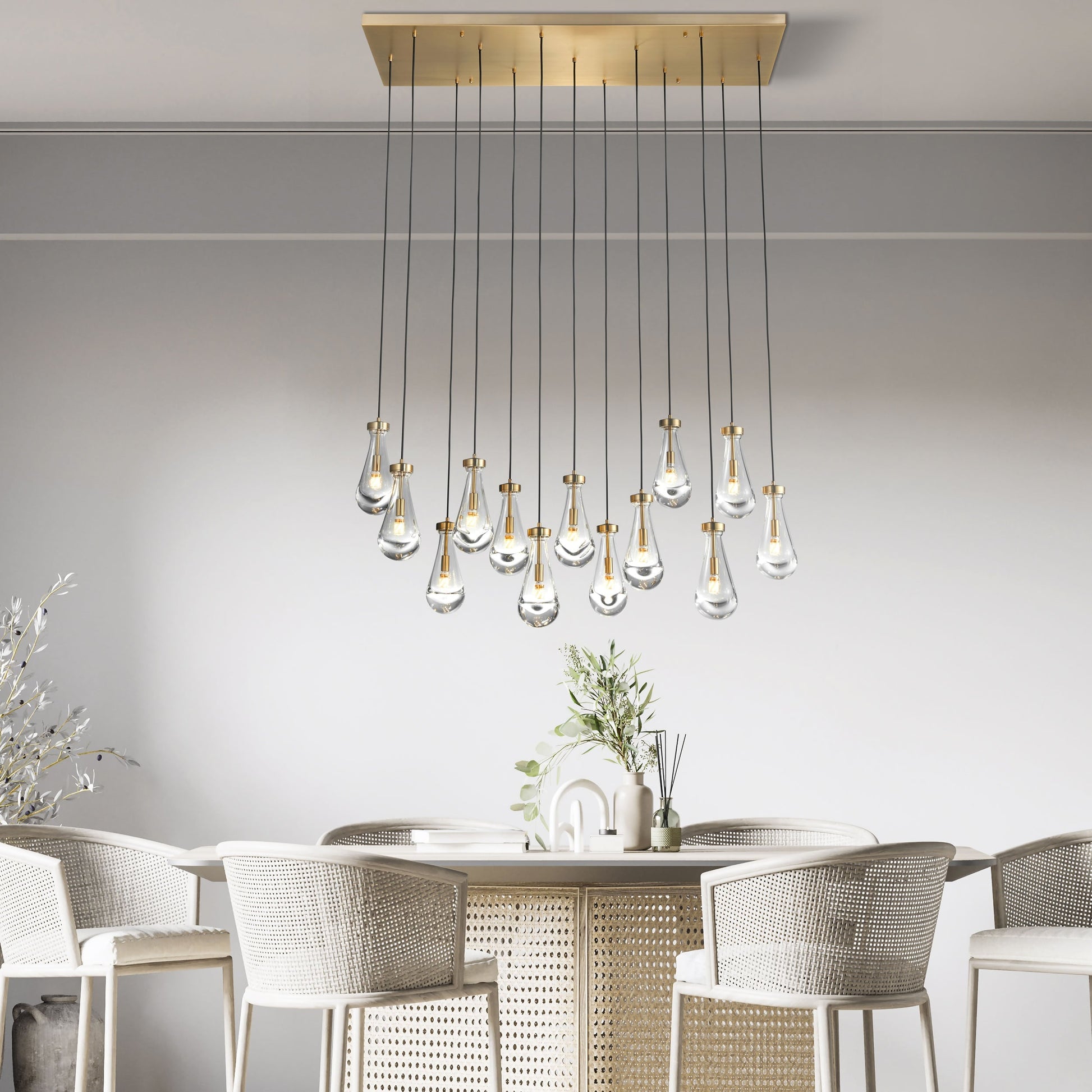 Finesse Decor Strozzi Symphony 20" Gold Finish 13-Light Rectangular Chandelier