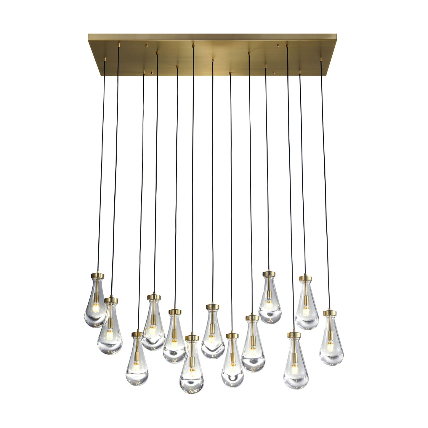 Finesse Decor Strozzi Symphony 20" Gold Finish 13-Light Rectangular Chandelier