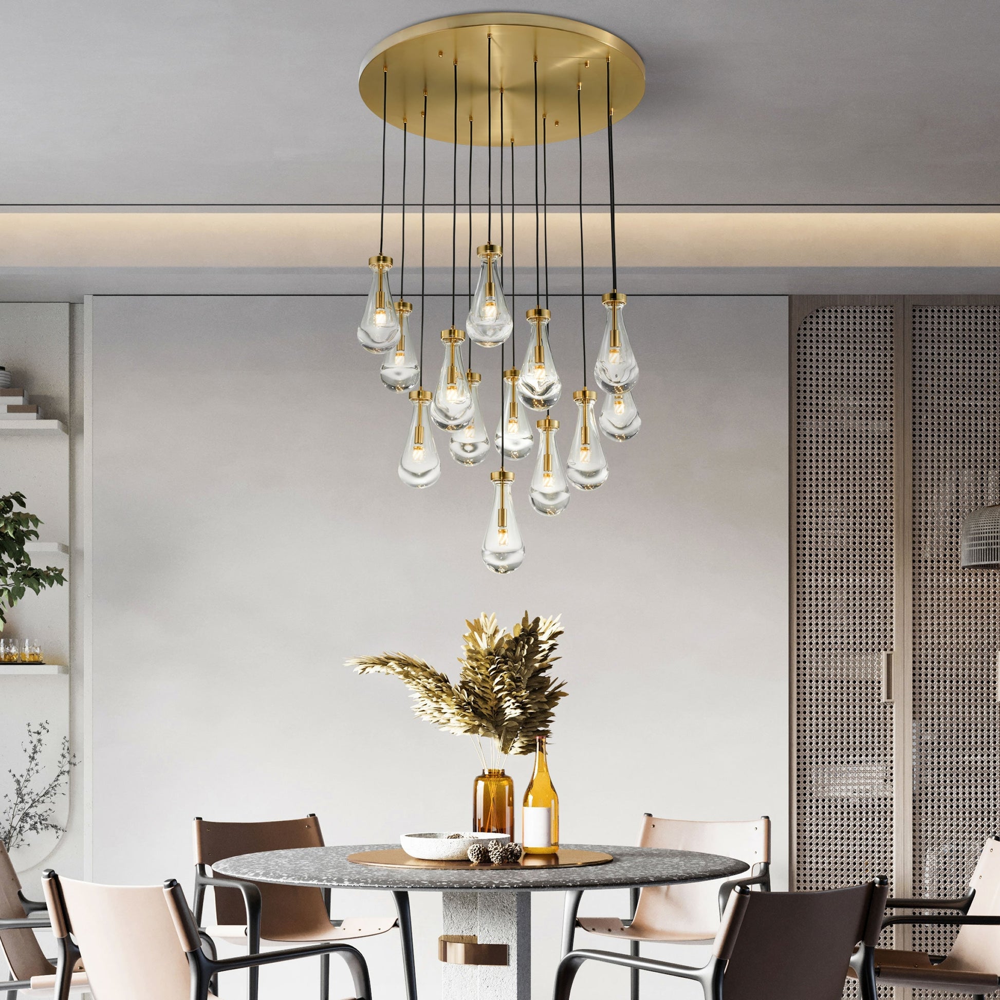 Finesse Decor Strozzi Symphony Gold Finish 13-Light Chandelier