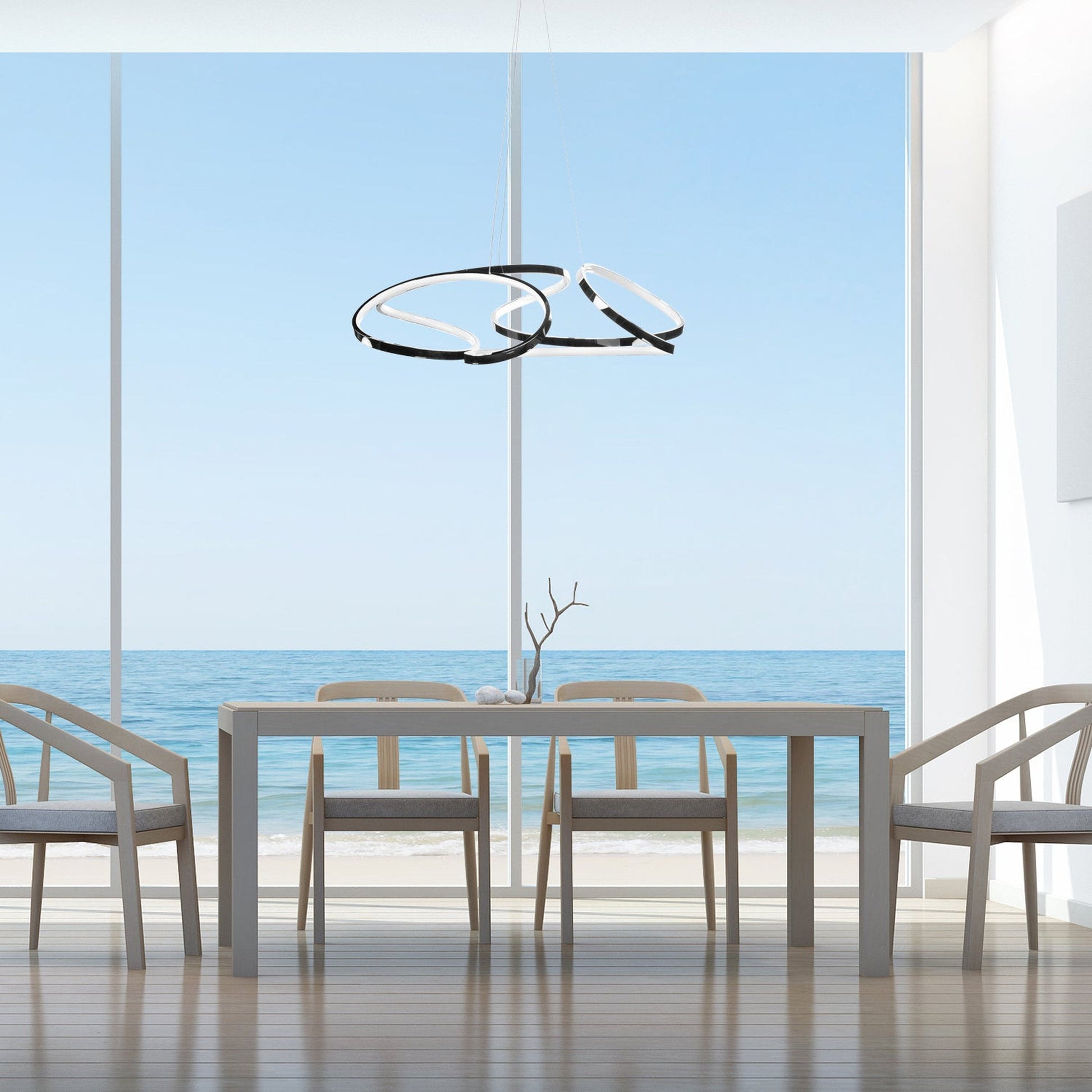 Finesse Decor Suzhou 37" Chrome Finish 1-Light LED Chandelier