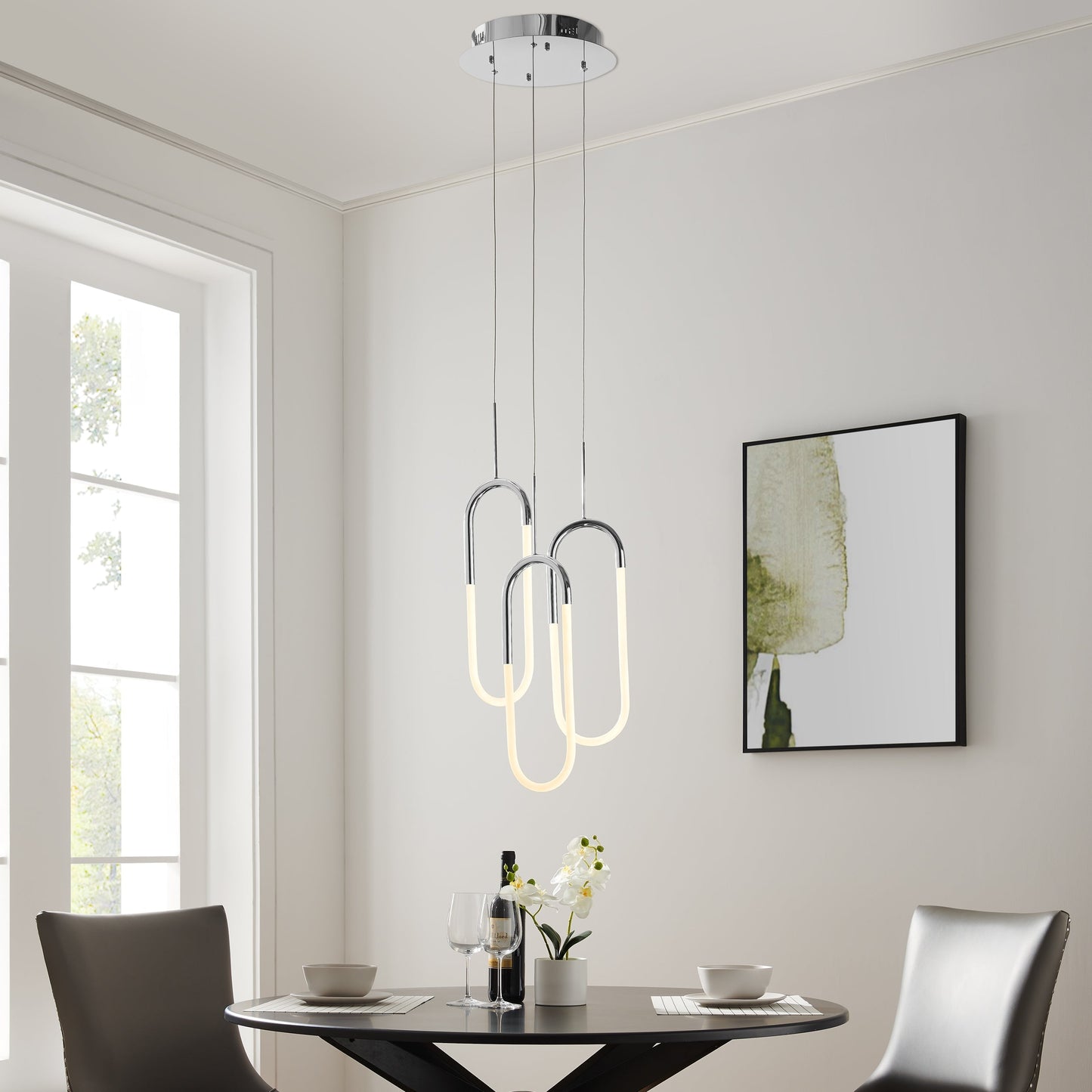 Finesse Decor Three Clips 7" Chrome Finish 3-Light LED Chandelier