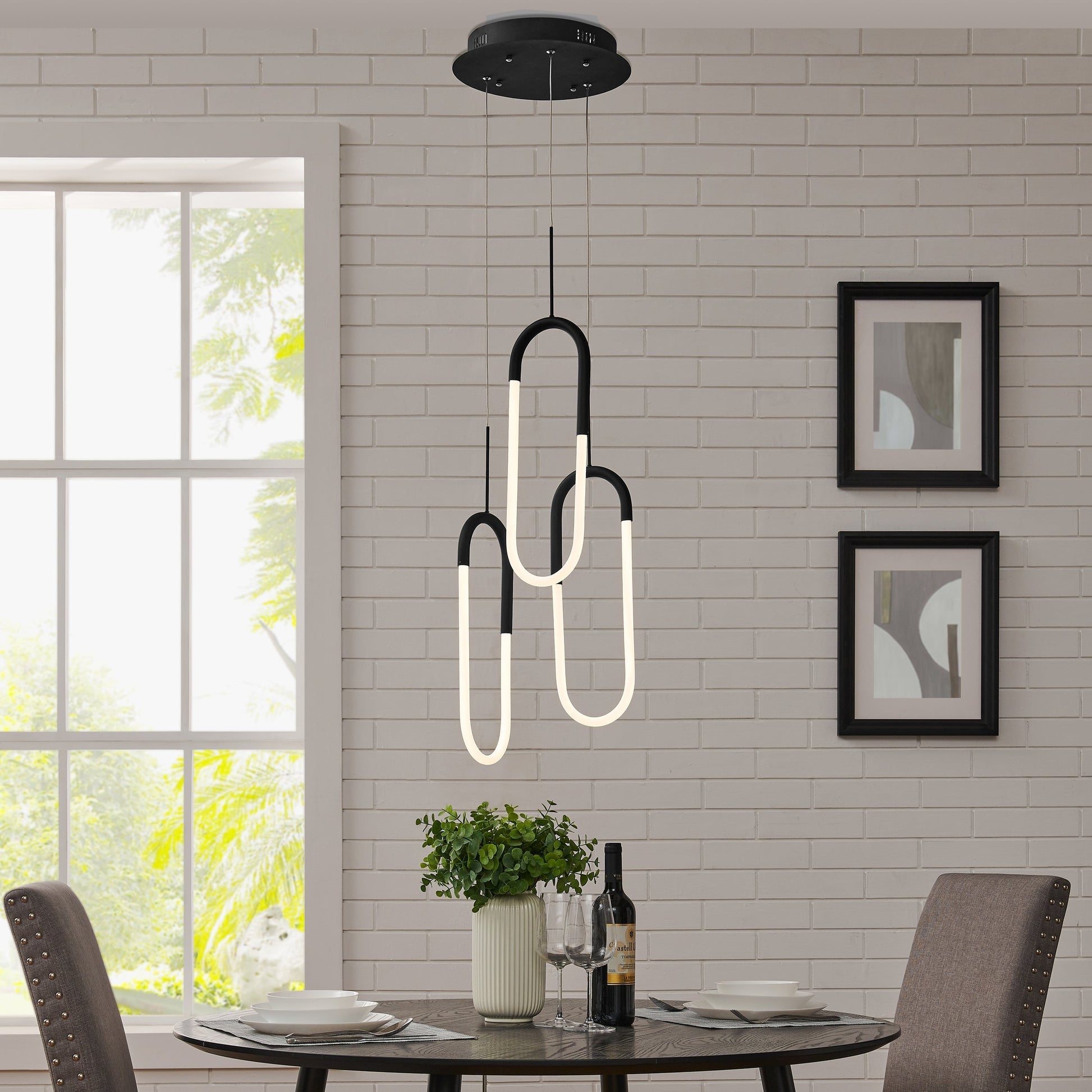 Finesse Decor Three Clips 7" Matte Black Finish 3-Light LED Chandelier