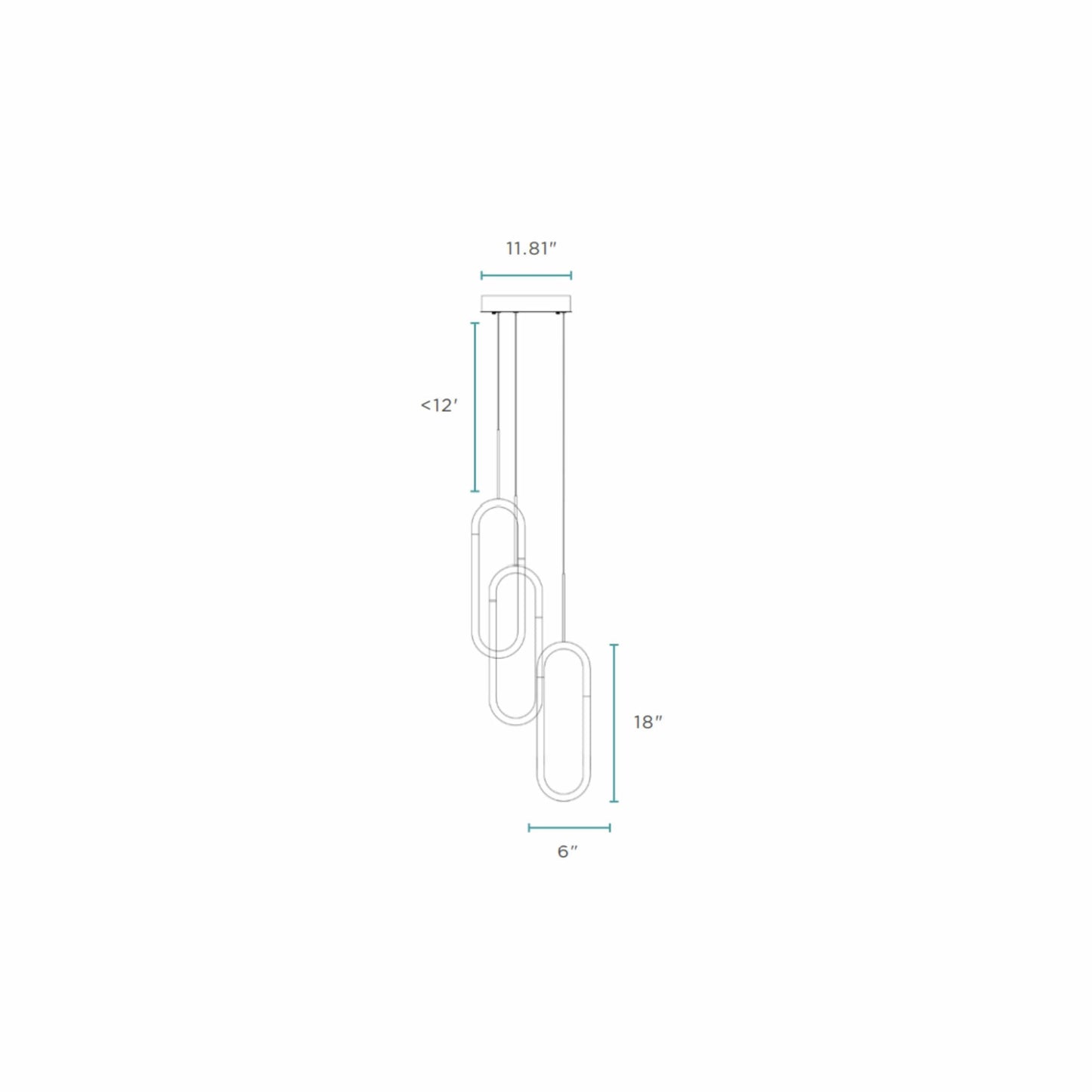 Finesse Decor Three Clips 7" Matte Black Finish 3-Light LED Chandelier