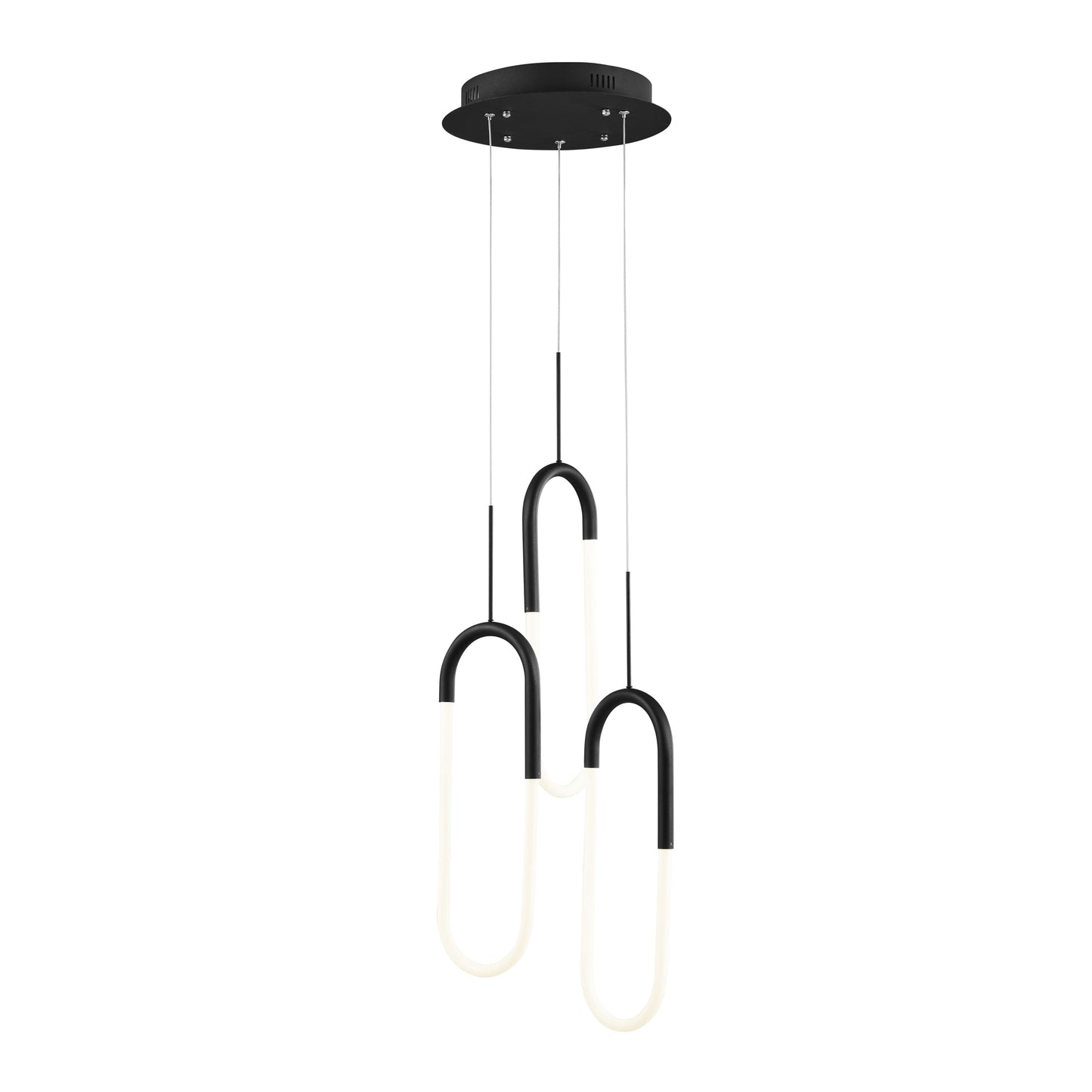 Finesse Decor Three Clips 7" Matte Black Finish 3-Light LED Chandelier