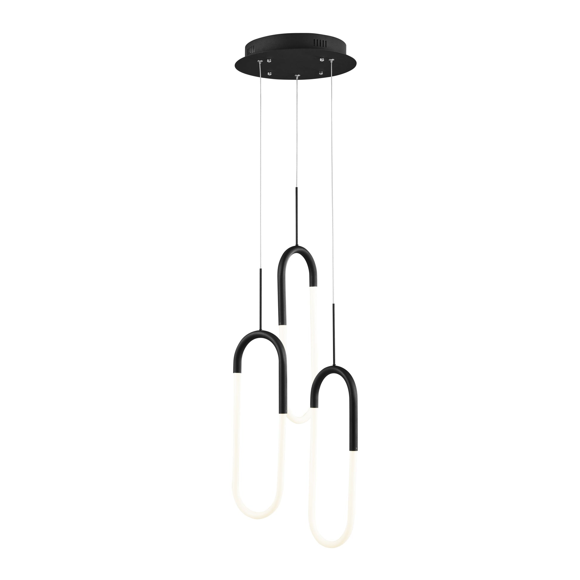 Finesse Decor Three Clips 7" Matte Black Finish 3-Light LED Chandelier
