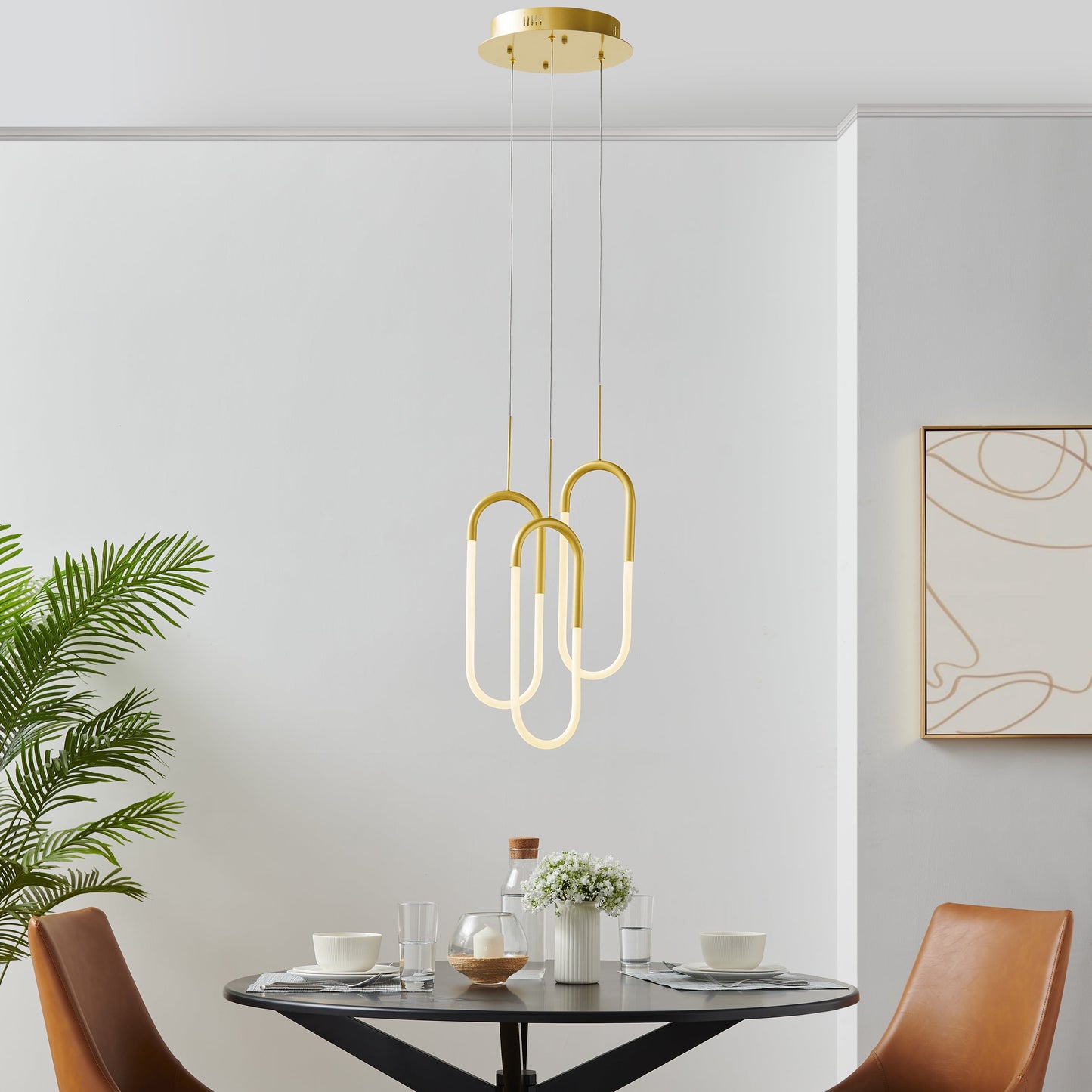 Finesse Decor Three Clips 7" Sandy Gold Finish 3-Light LED Chandelier