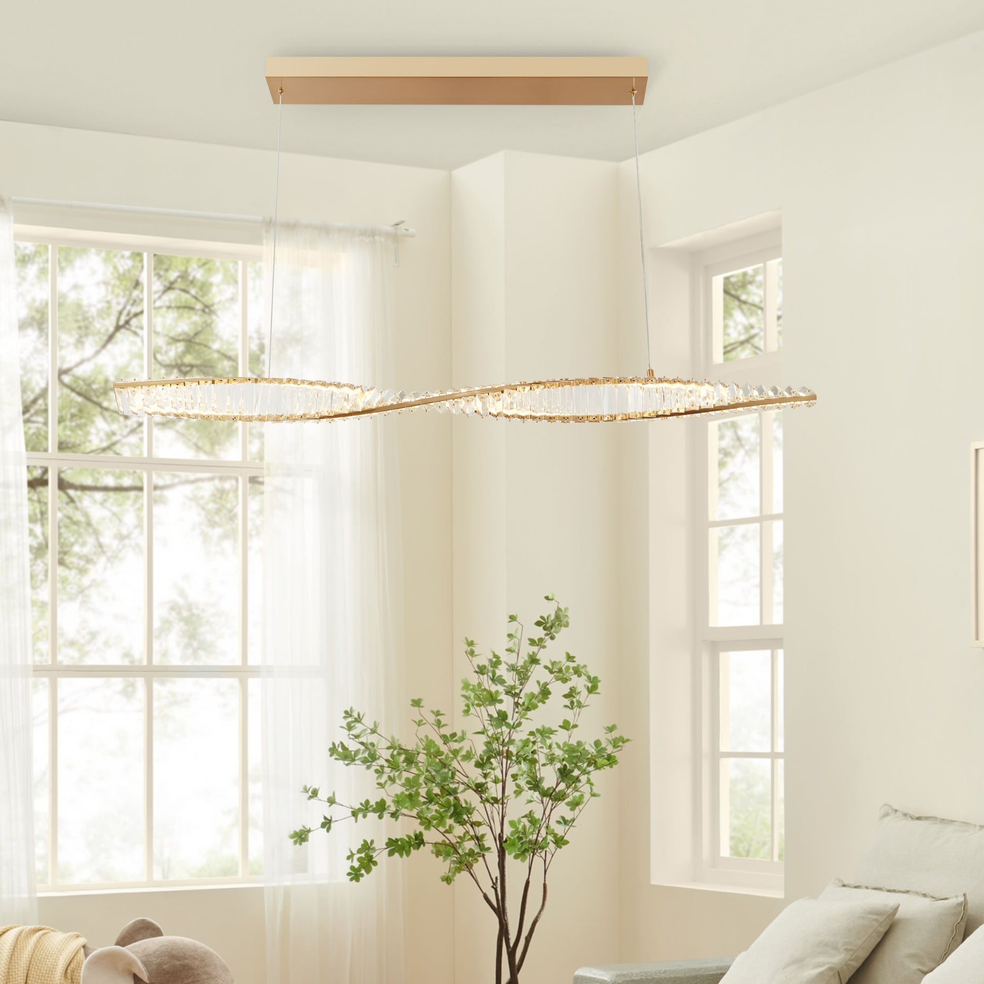 Finesse Decor Towson 5" Brushed Gold Finish 1-Light LED Chandelier