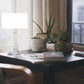 Finesse Decor Unity Chrome Finish 1-Light Table Lamp With Linen Fabric Shade