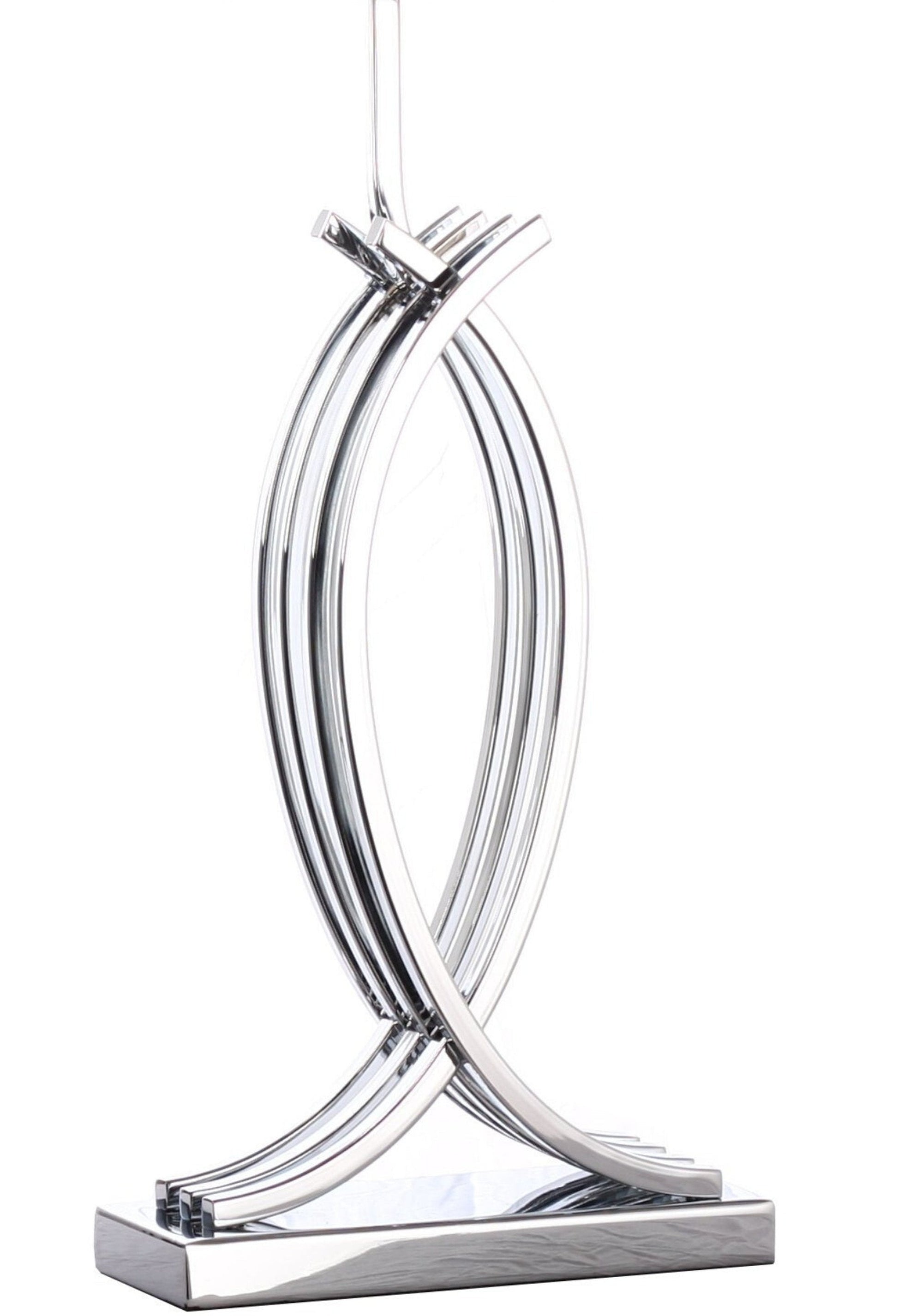 Finesse Decor Unity Chrome Finish 1-Light Table Lamp With Linen Fabric Shade