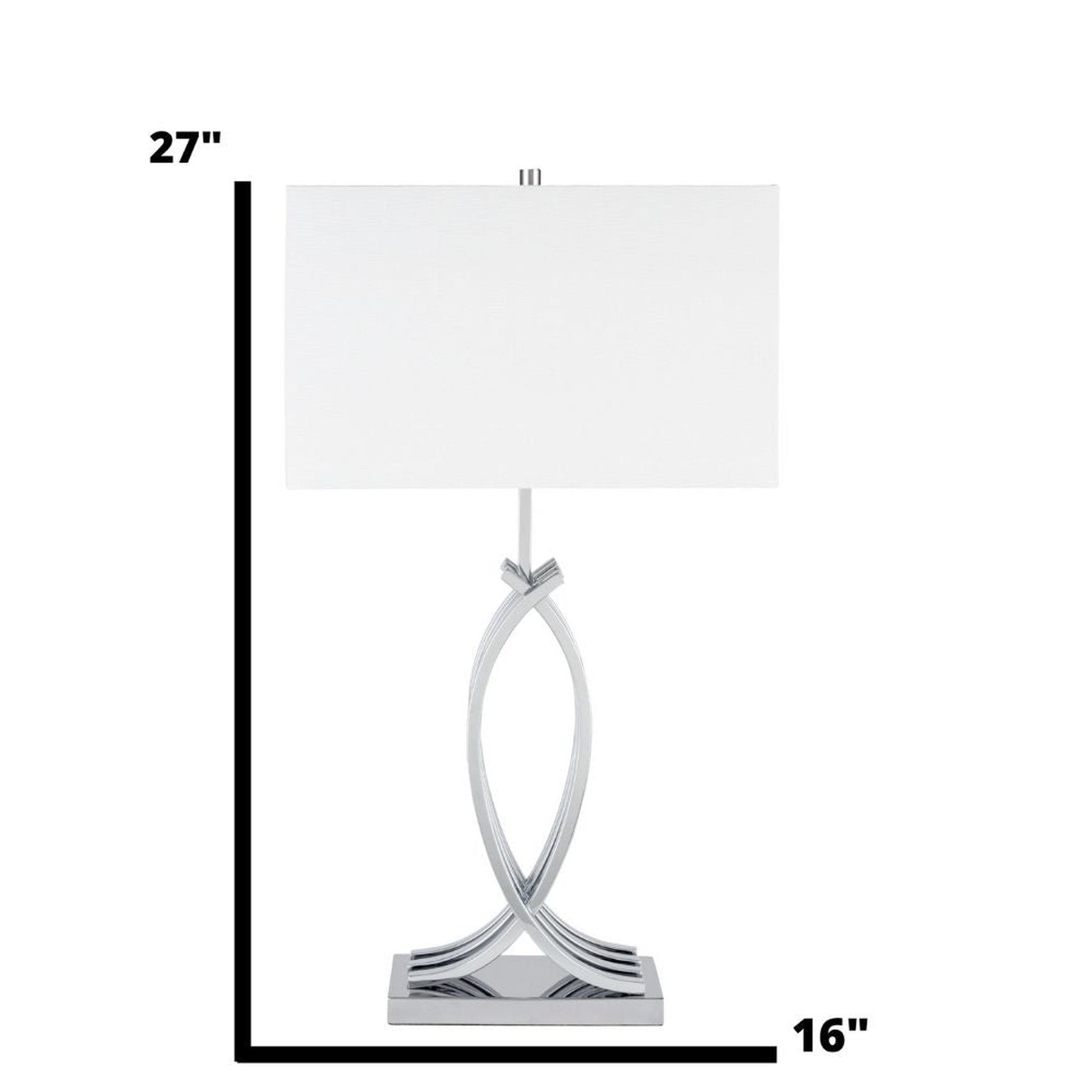 Finesse Decor Unity Chrome Finish 1-Light Table Lamp With Linen Fabric Shade