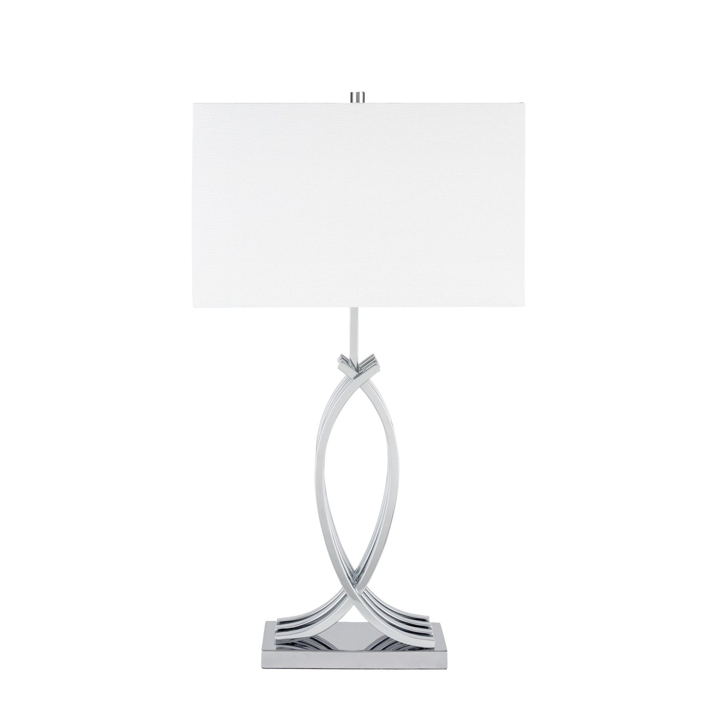 Finesse Decor Unity Chrome Finish 1-Light Table Lamp With Linen Fabric Shade