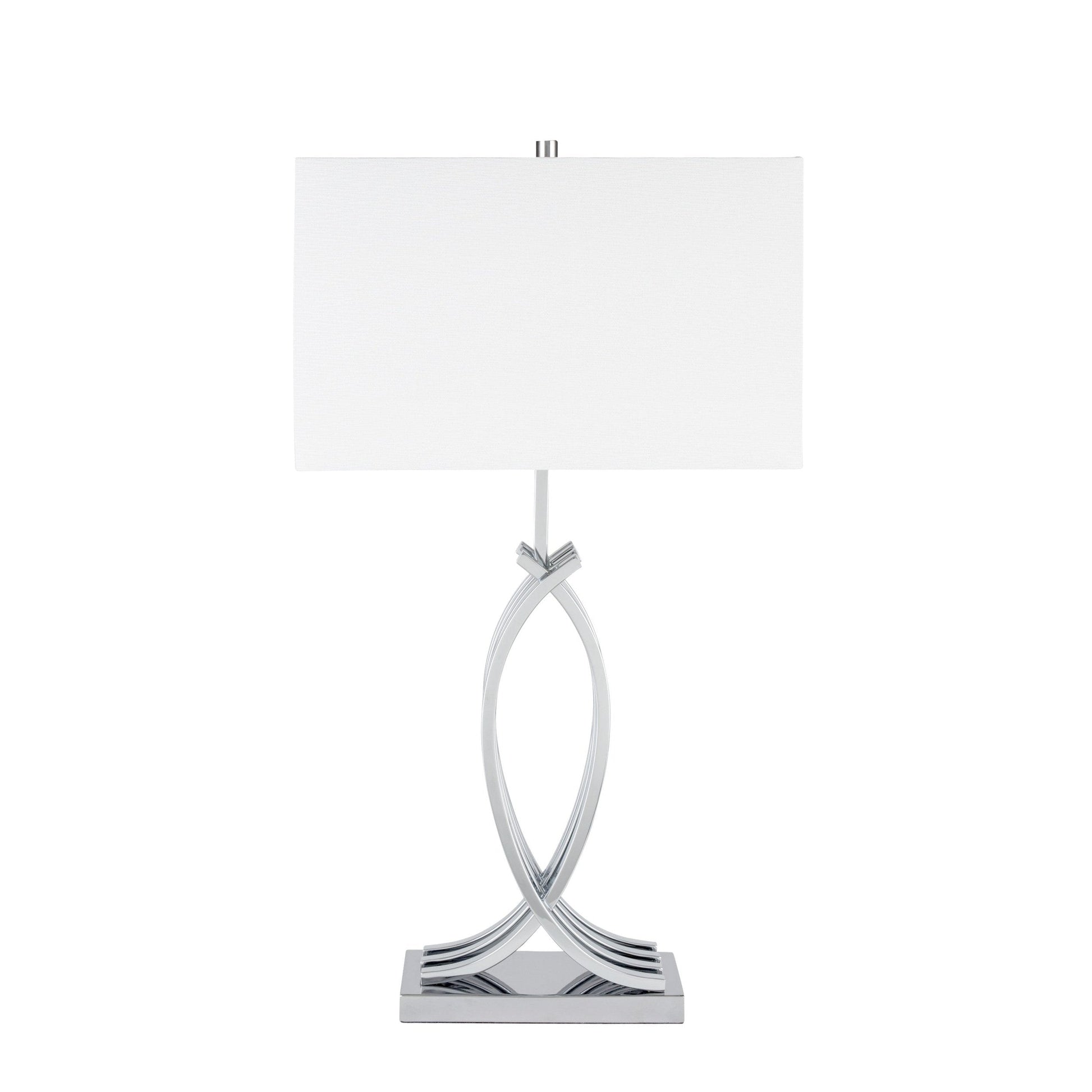 Finesse Decor Unity Chrome Finish 1-Light Table Lamp With Linen Fabric Shade