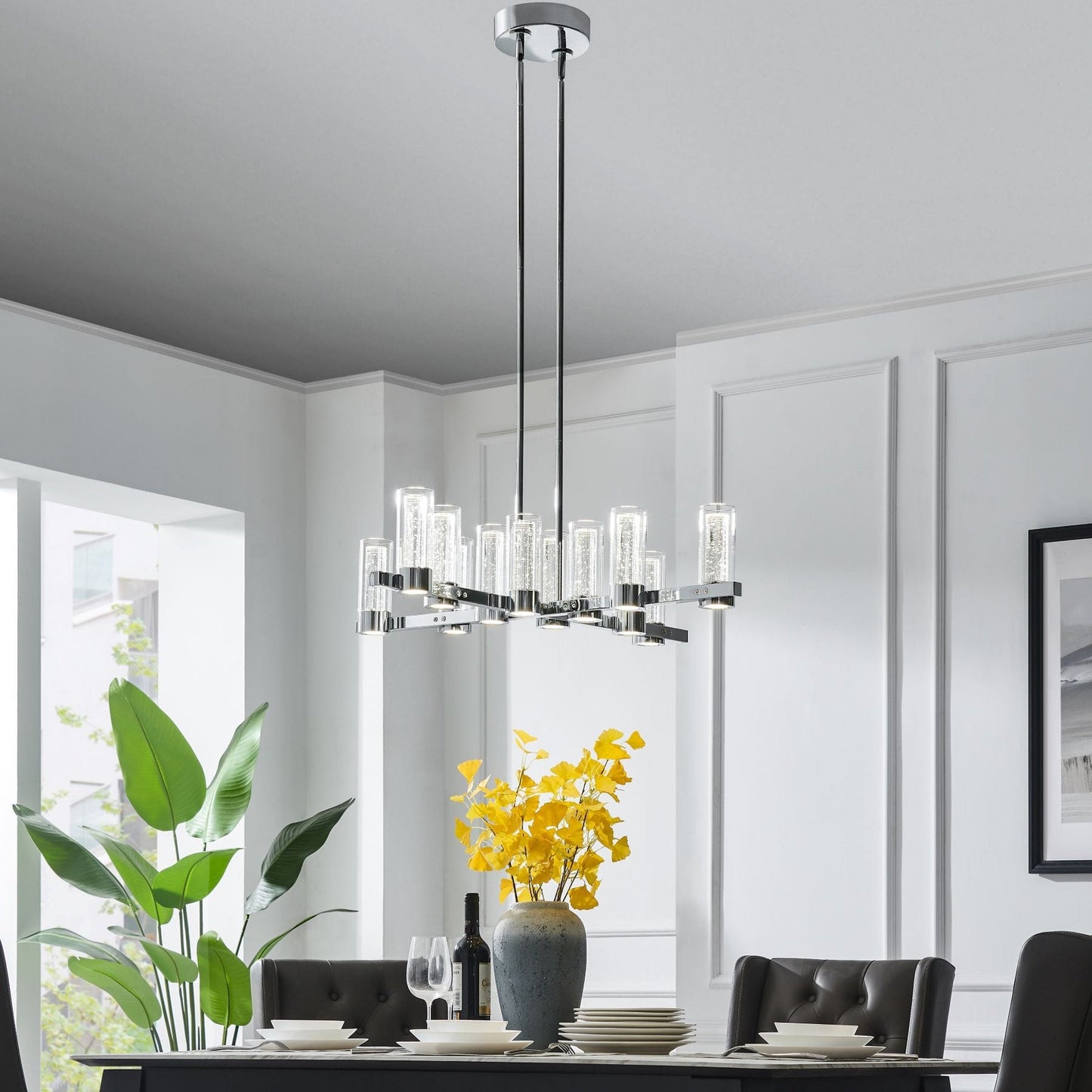 Finesse Decor Victory Chrome Finish 12-Light LED Chandelier