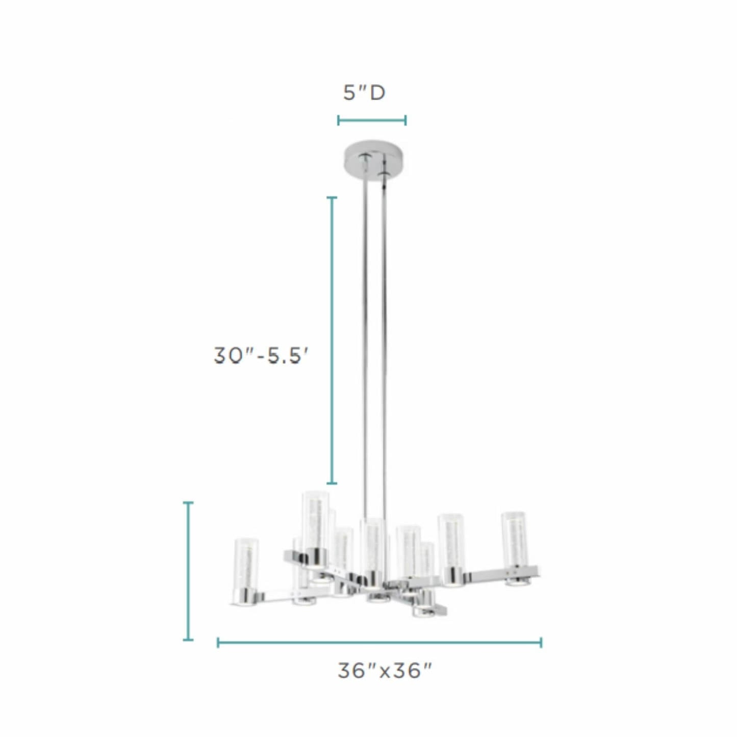 Finesse Decor Victory Chrome Finish 12-Light LED Chandelier