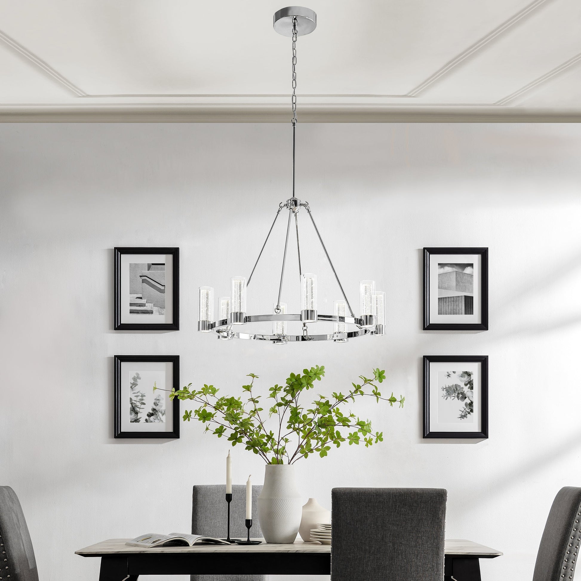 Finesse Decor Victory Chrome Finish 8-Light LED Chandelier